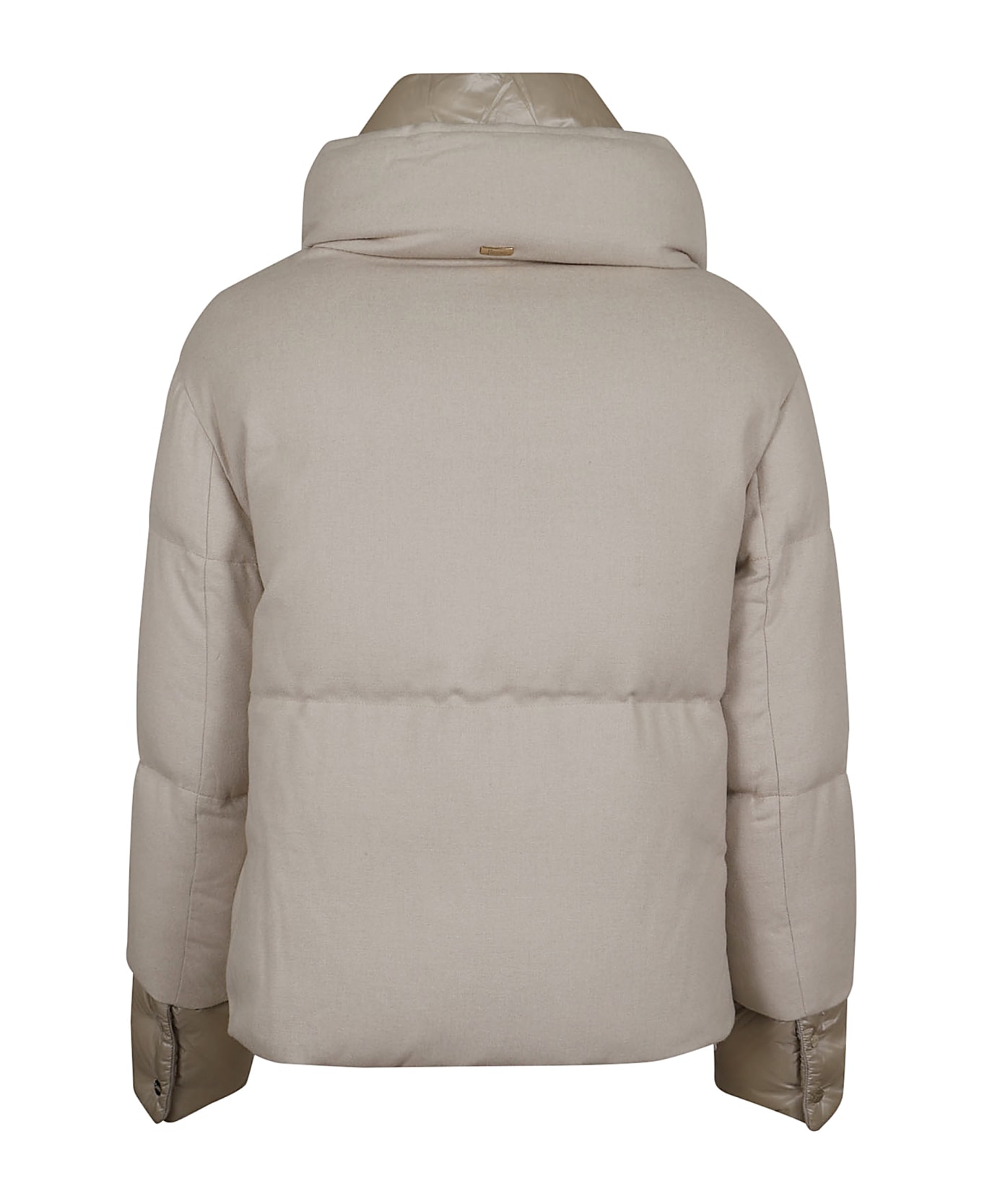 Herno Bomber Down Jacket In Cash, Silk And Nylon - NEUTRALS