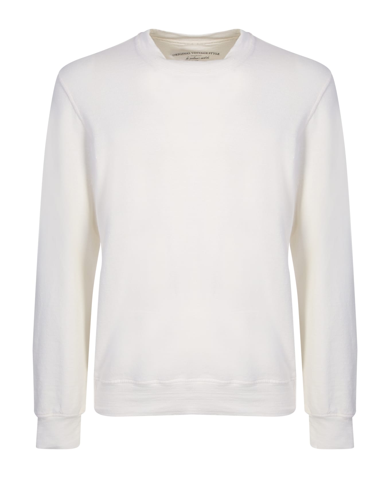 Original Vintage Style White Linen Sweatshirt - White フリース