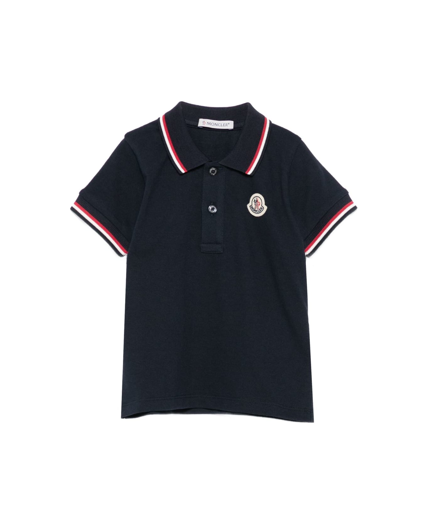 Moncler Enfant Polo Shirt With Peak And Logo Patch - Blue