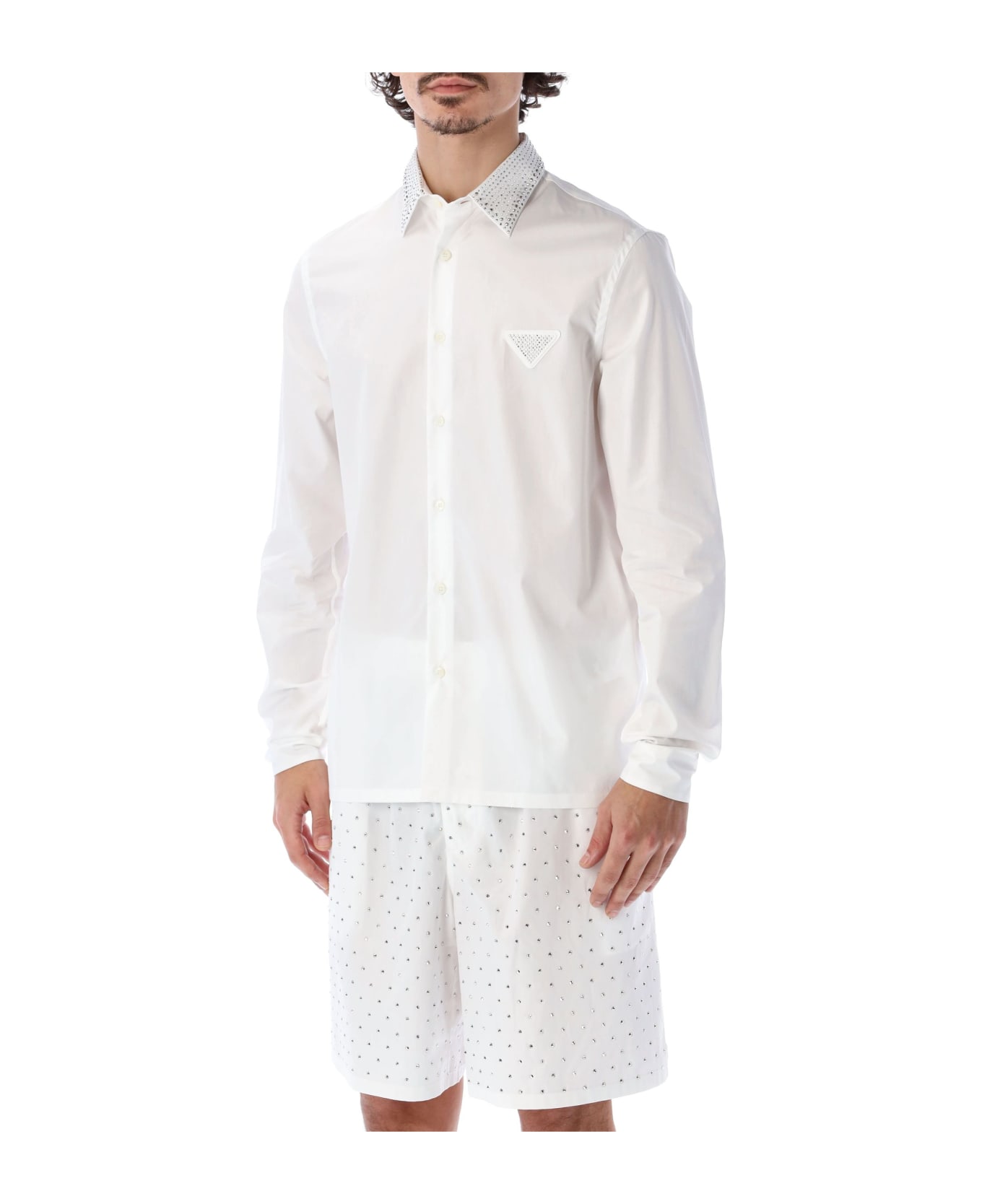Prada Studded Cotton Shirt - Bianco