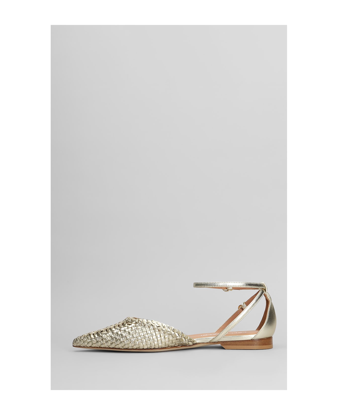 Lella Baldi Ballet Flats In Platinum Leather - platinum