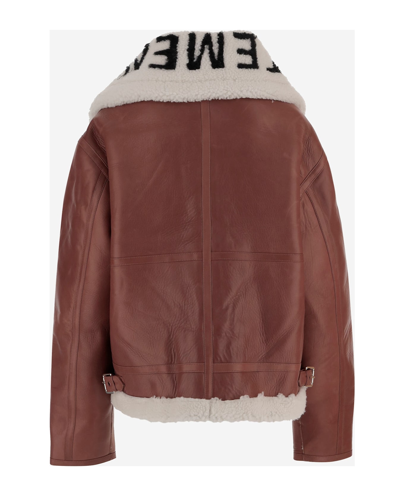VETEMENTS Leather Jacket With Logo - Brown