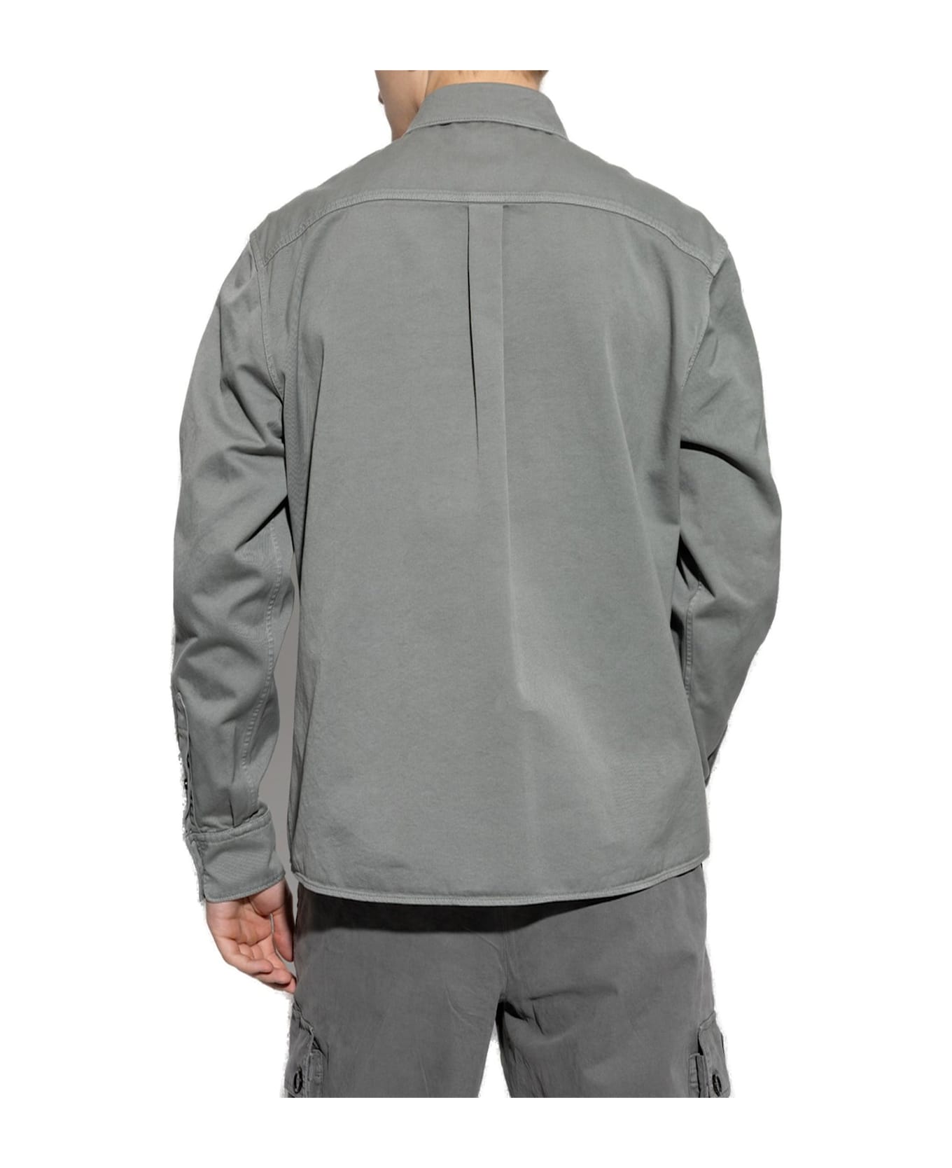Dolce 
Gabbana Logo Tag Curved Hem Shirt - CHARCOAL