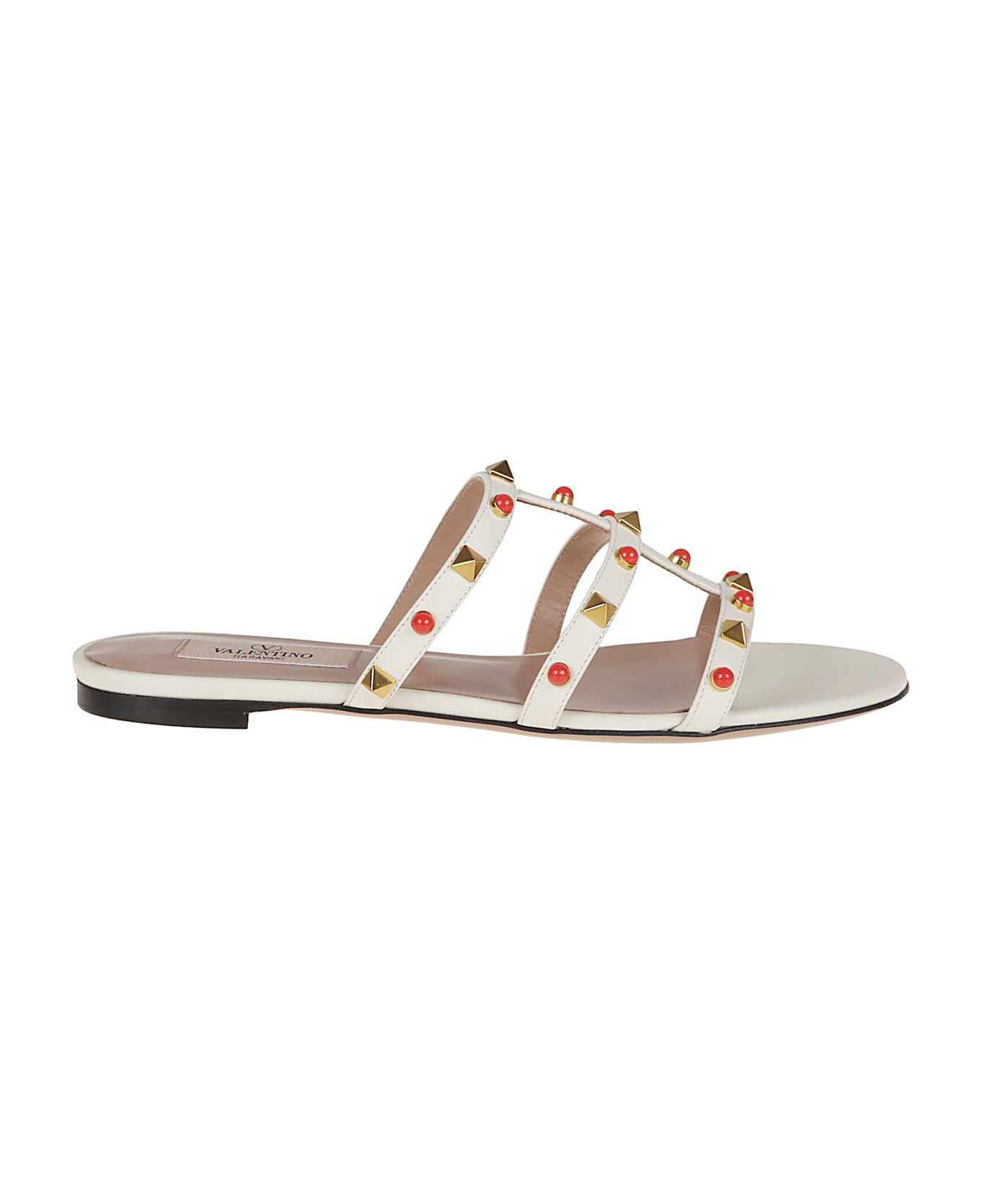 Valentino Garavani Slide Rockstud T. 05 - K Ivory Coral Red