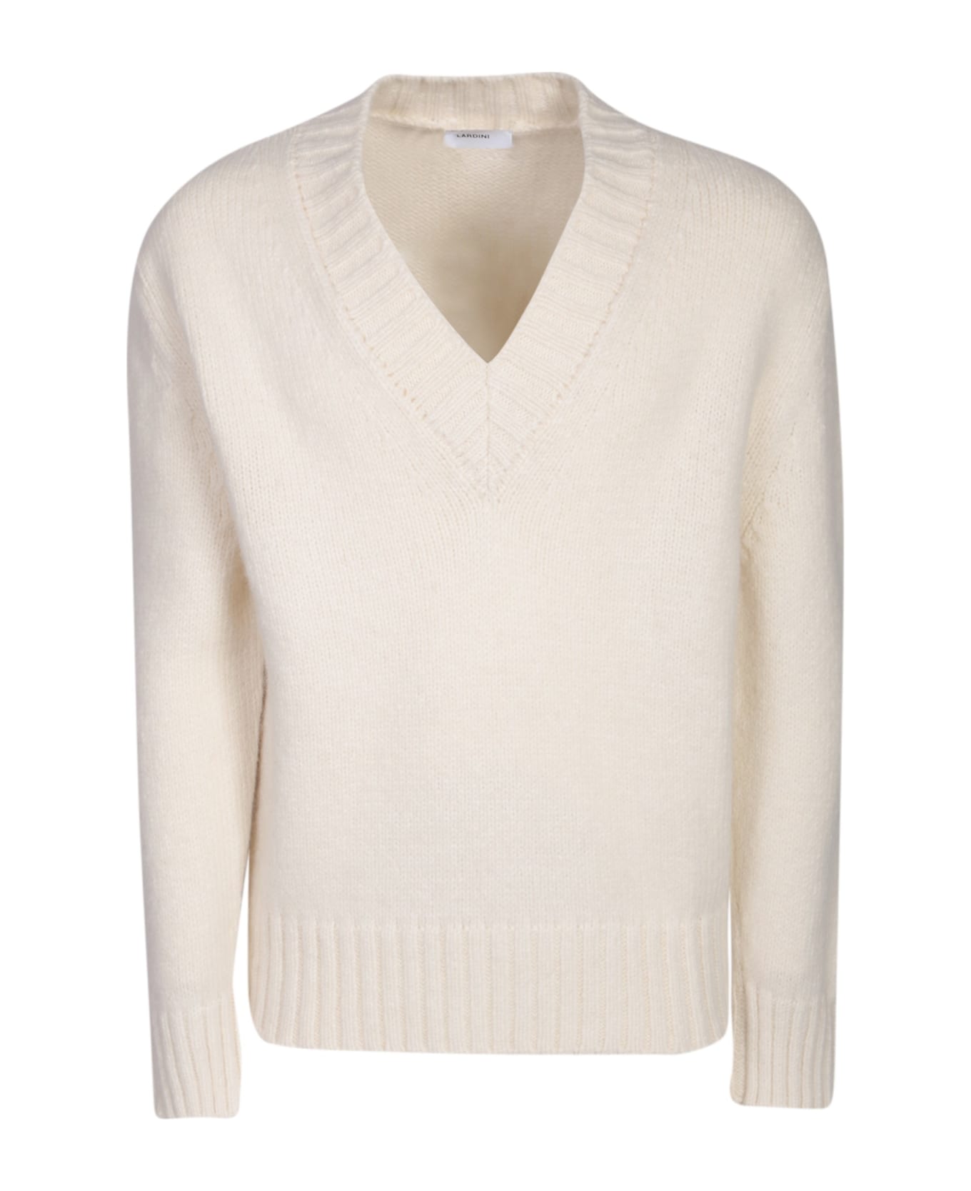 Lardini V-neck White Sweater - White ニットウェア