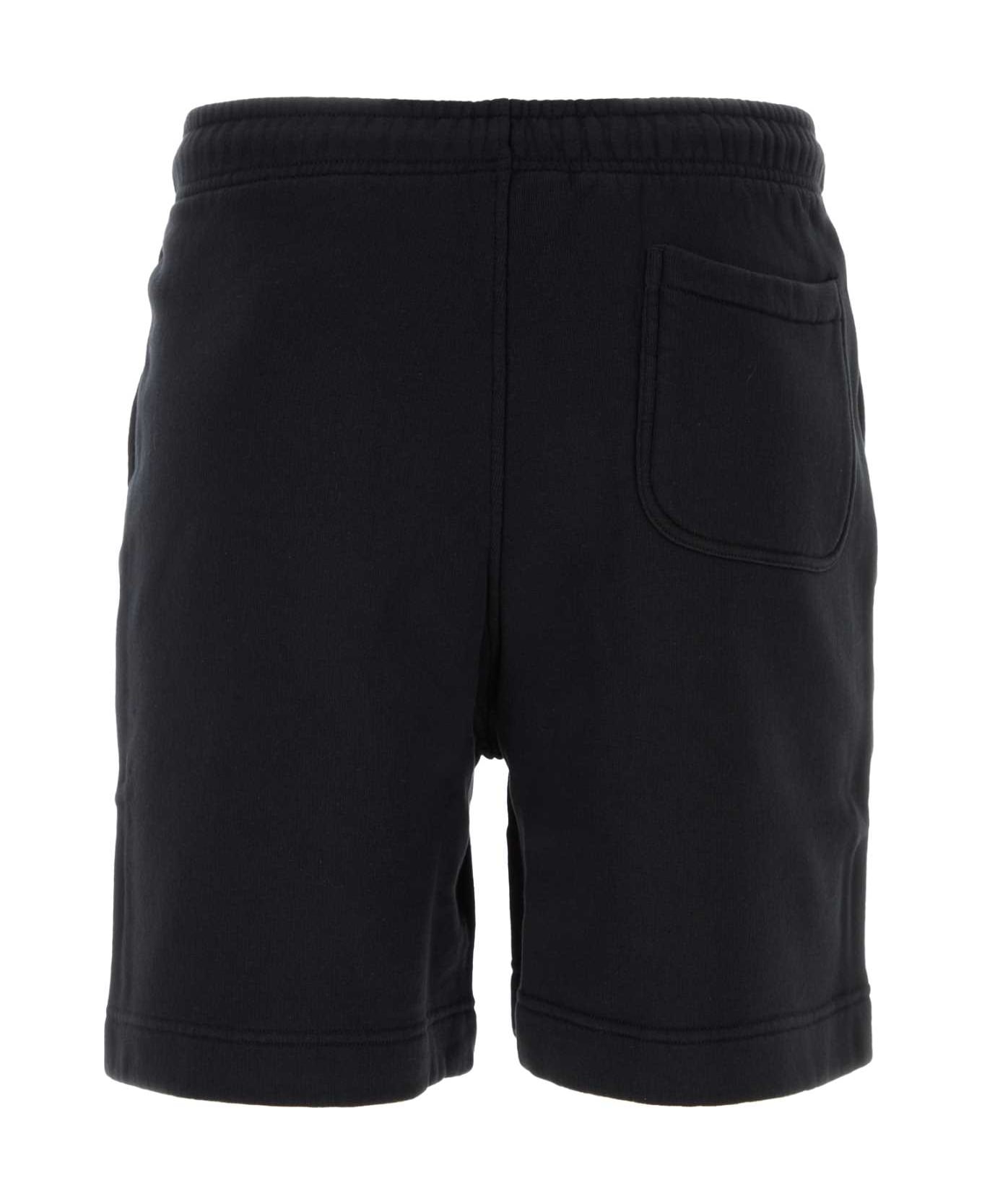 Maison Kitsuné Black Cotton Bermuda Shorts - BLACKWHITE