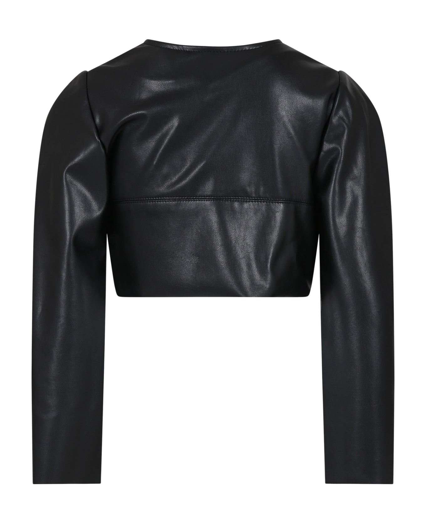 Monnalisa Black Jacket For Girl With Logo - Black