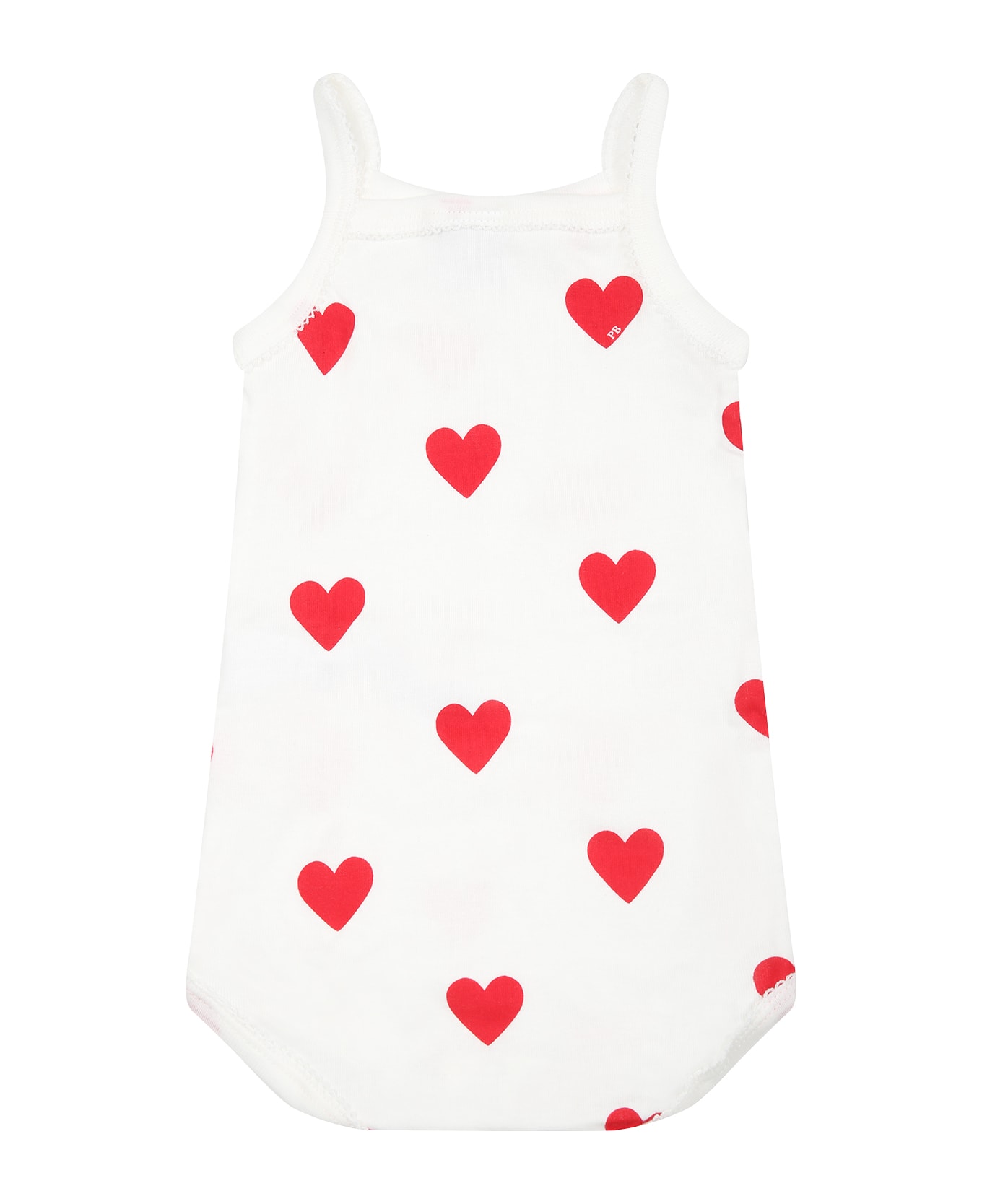 Petit Bateau White Set For Baby Girl With Hearts - White