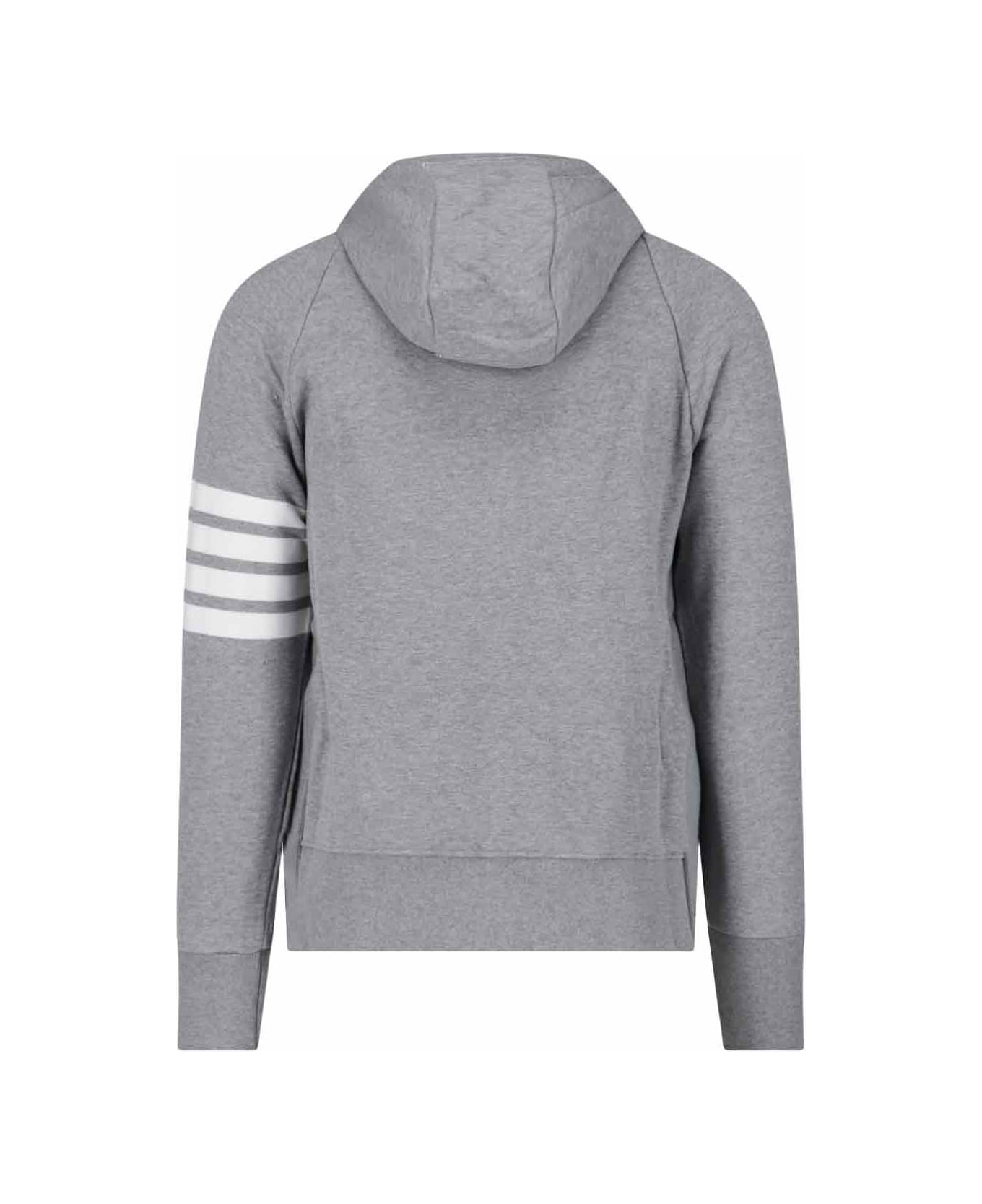 Thom Browne 4-bar Zip Hoodie - LIGHT GREY