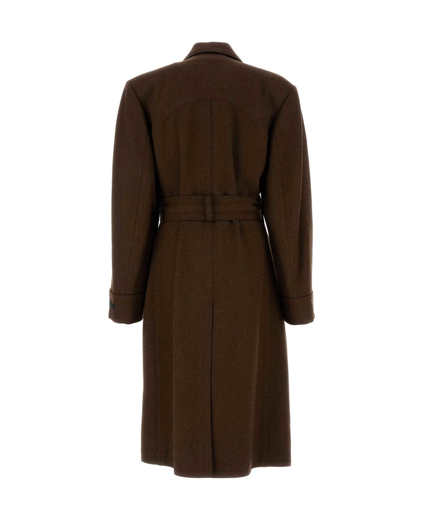 Prada Brown Wool Coat - TABACCO