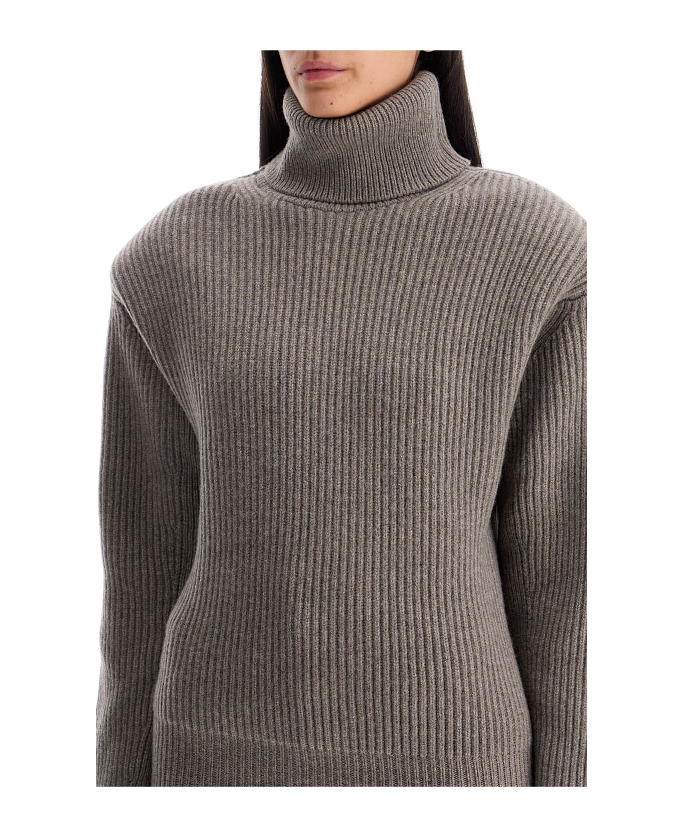 Stella McCartney High Neck Cashmere Sweater - TAUPE MELANGE (Grey)