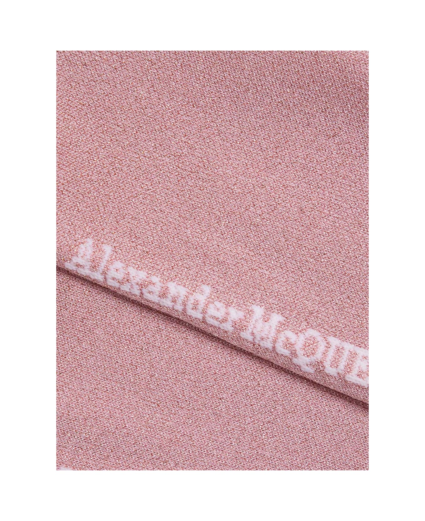 Alexander McQueen Pink Lurex Socks With Logo Print - Pink
