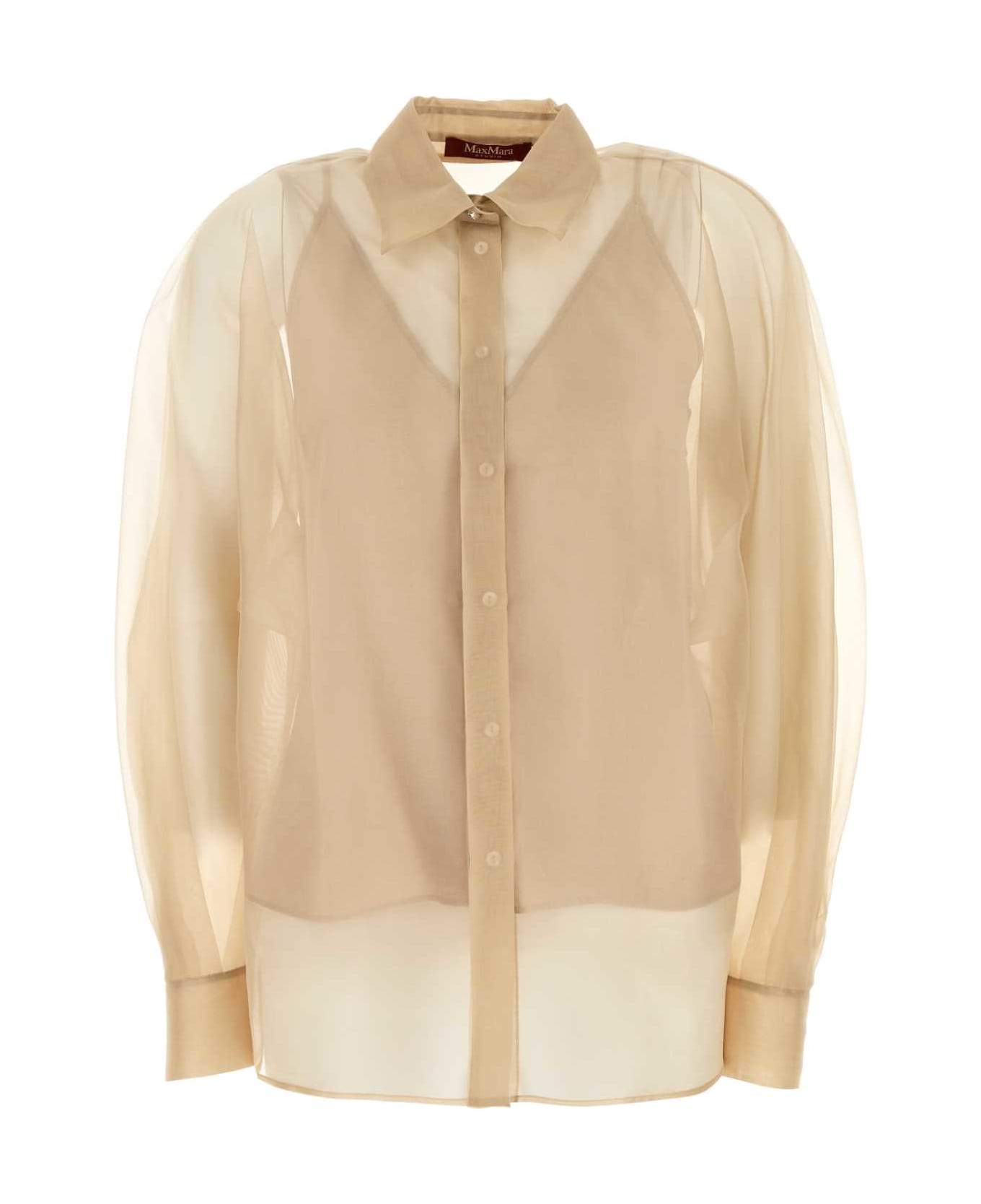 Max Mara Studio Beige Organza Ovale Shirt - AVORIO
