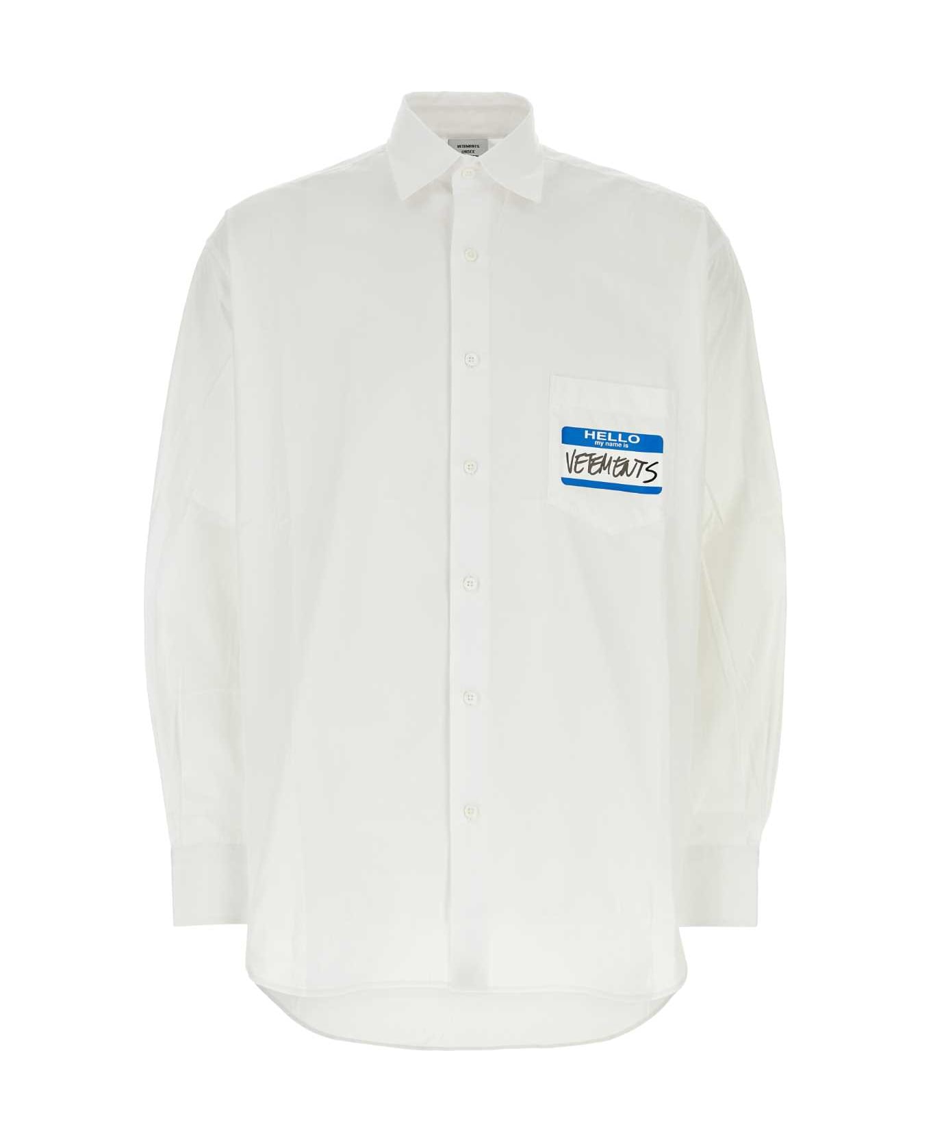 VETEMENTS White Poplin Oversize Shirt - WHITE