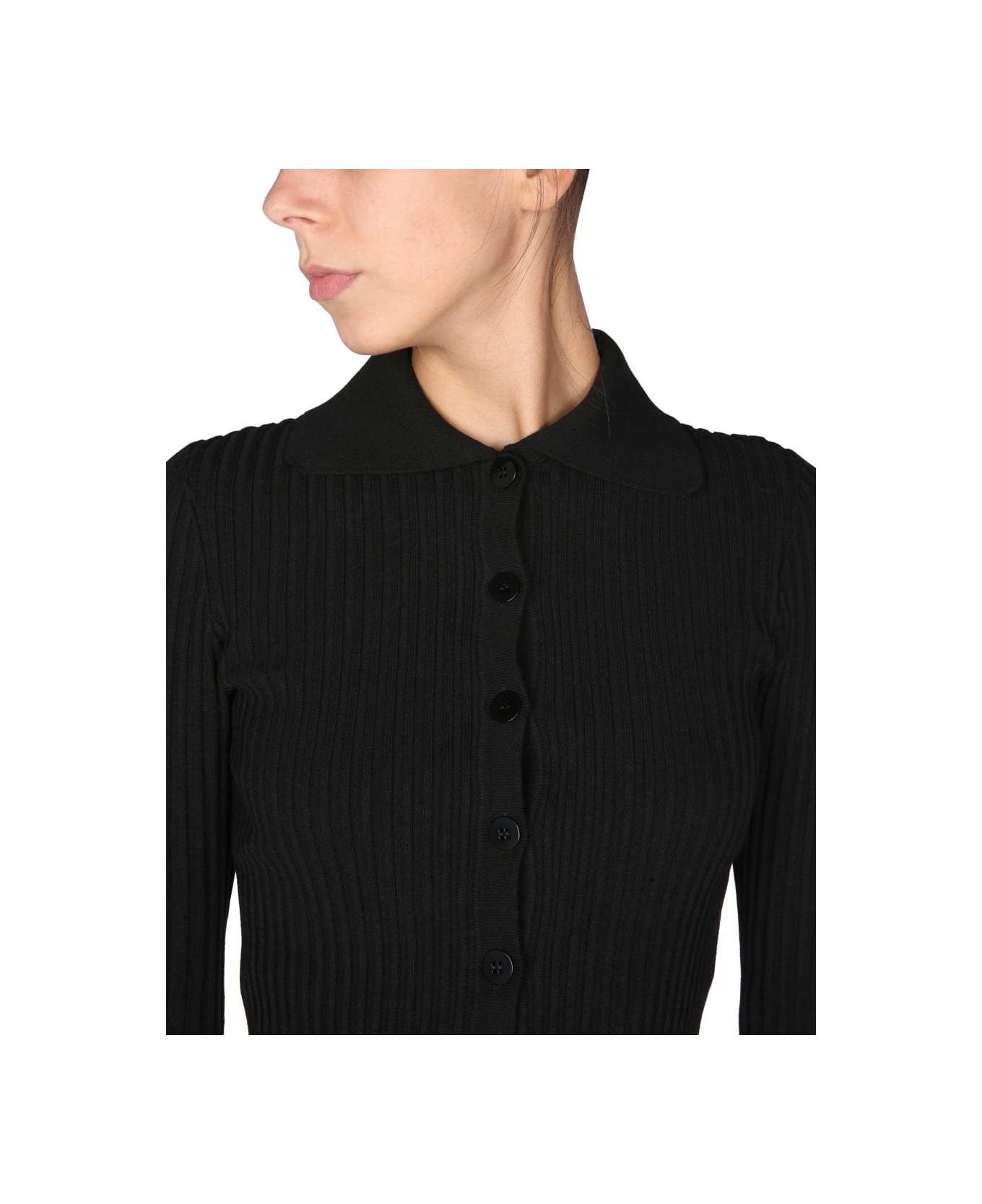 ANDREĀDAMO Cardigan With Cut Out Details - BLACK