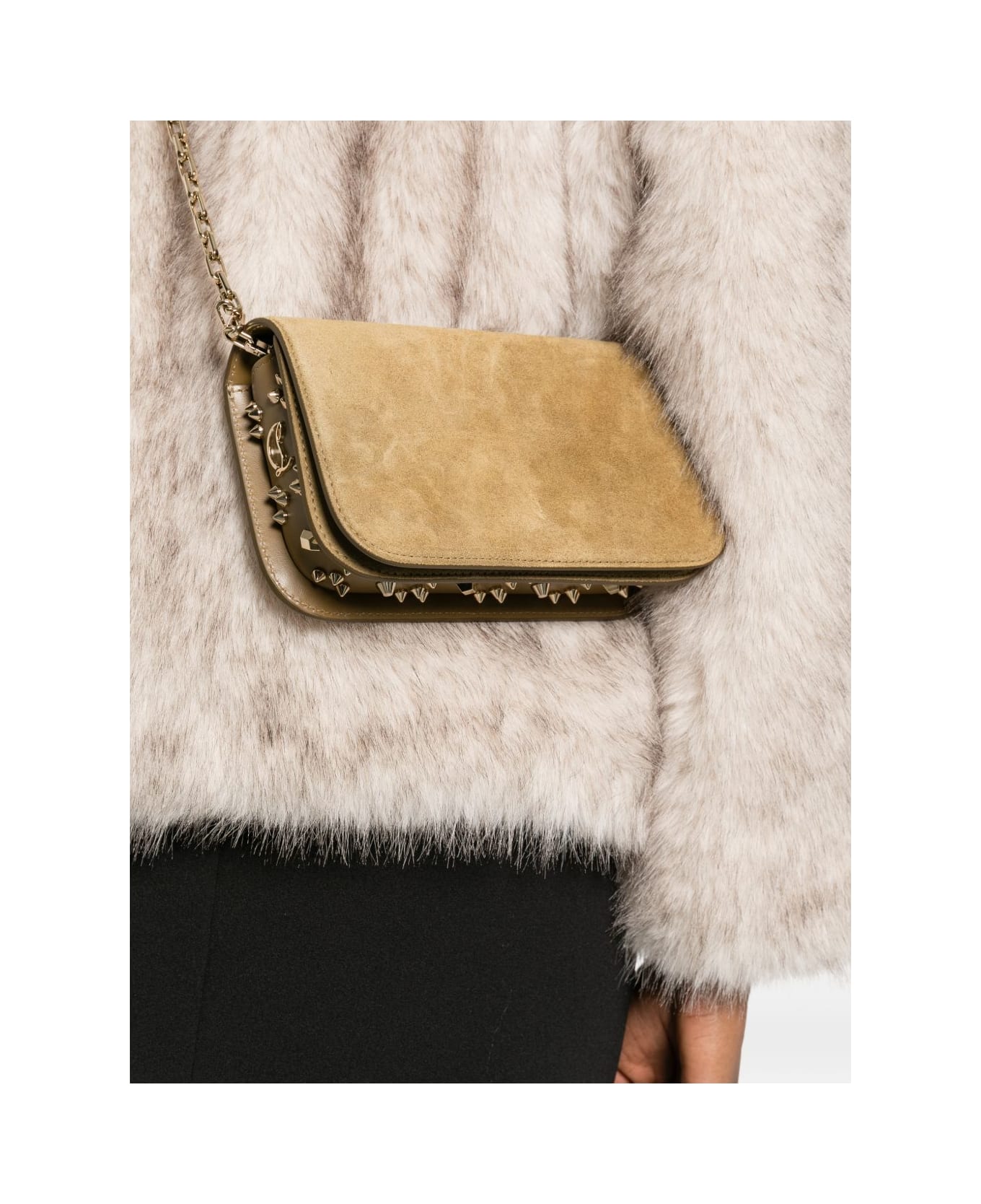 Christian Louboutin Paloma Suede Leather Clutch - Brown