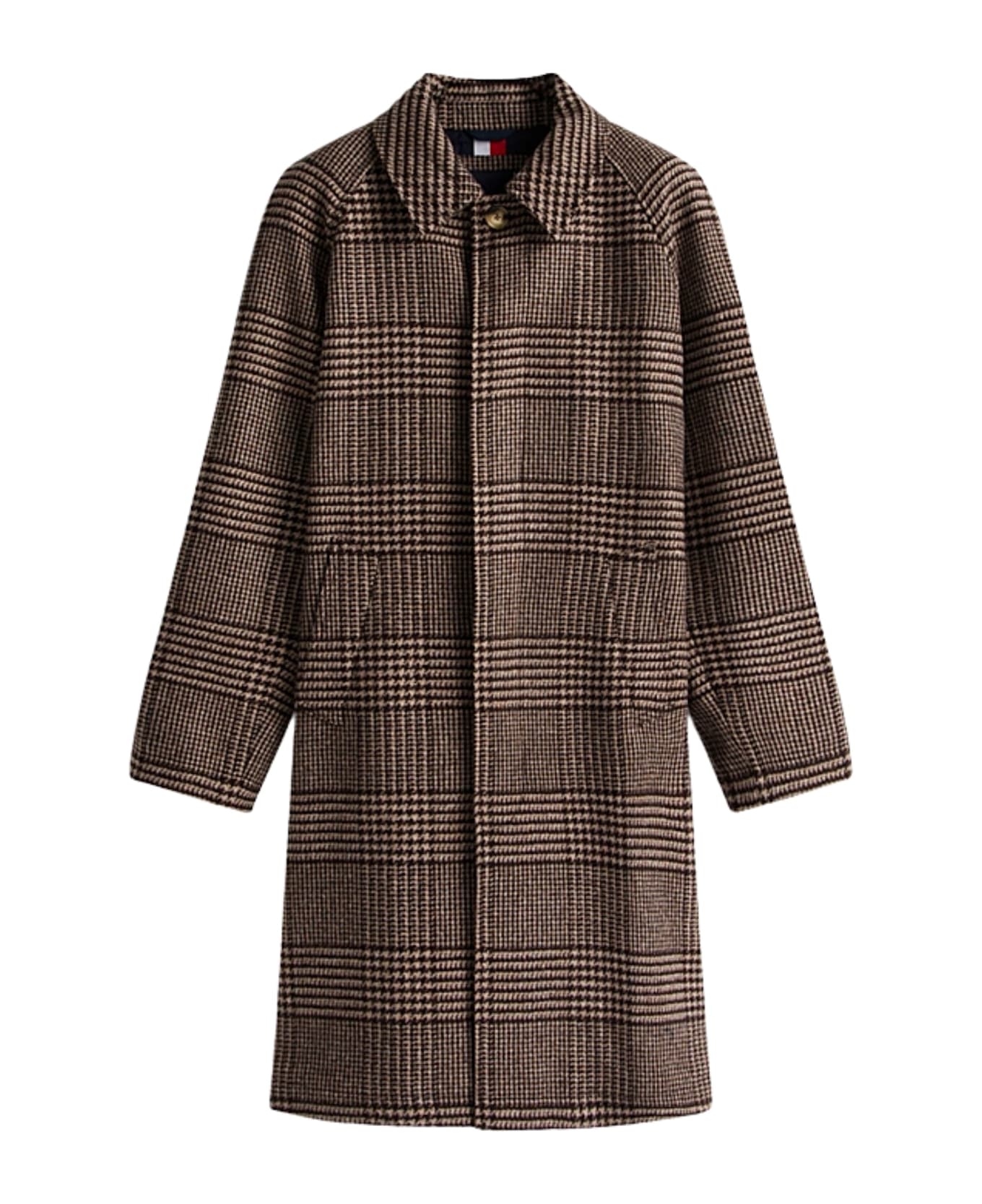 Tommy Hilfiger Checked Wool Coat - Brown