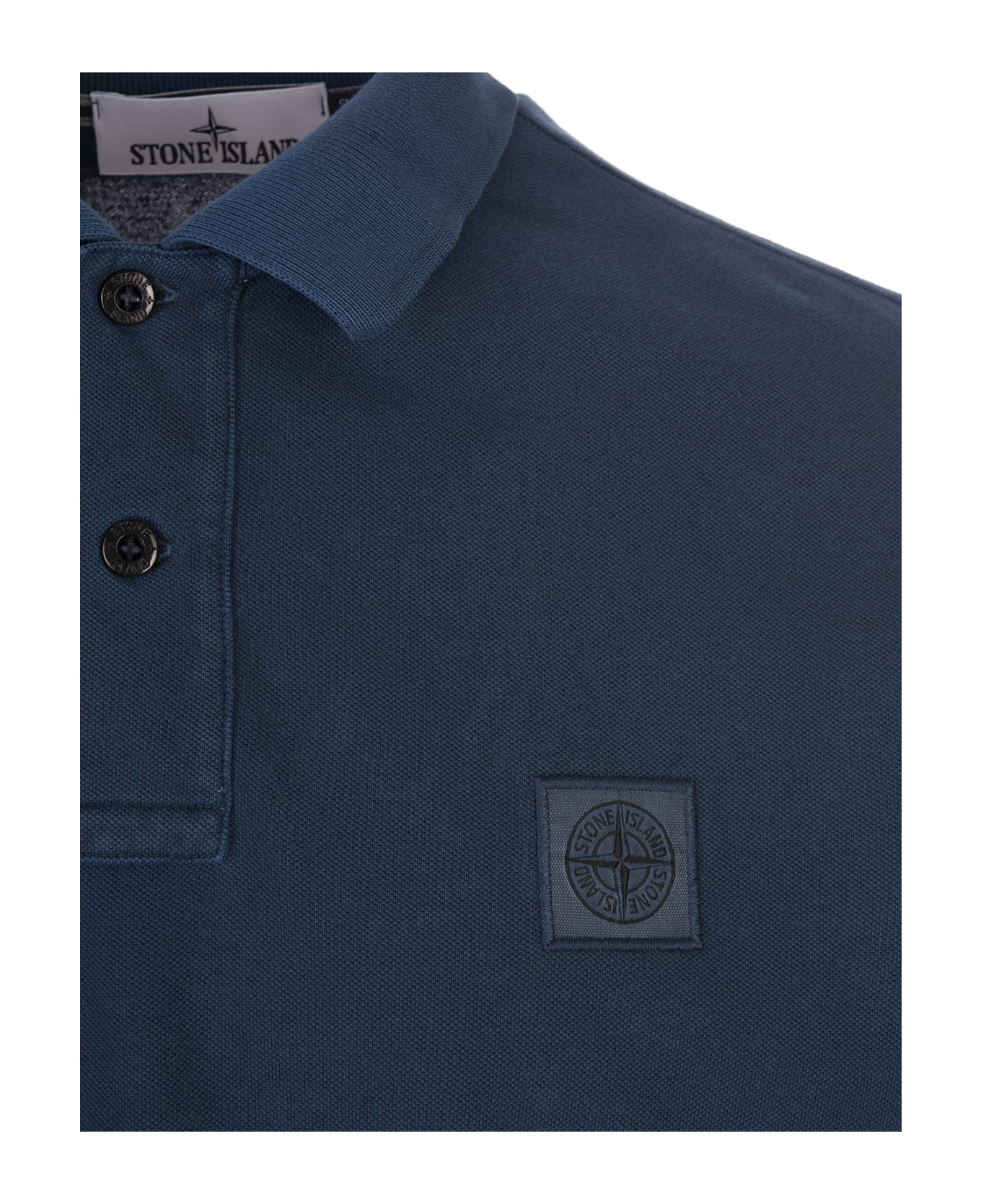 Stone Island Avio Blue Pigment Dyed Slim Fit Polo Shirt - Blue ポロシャツ