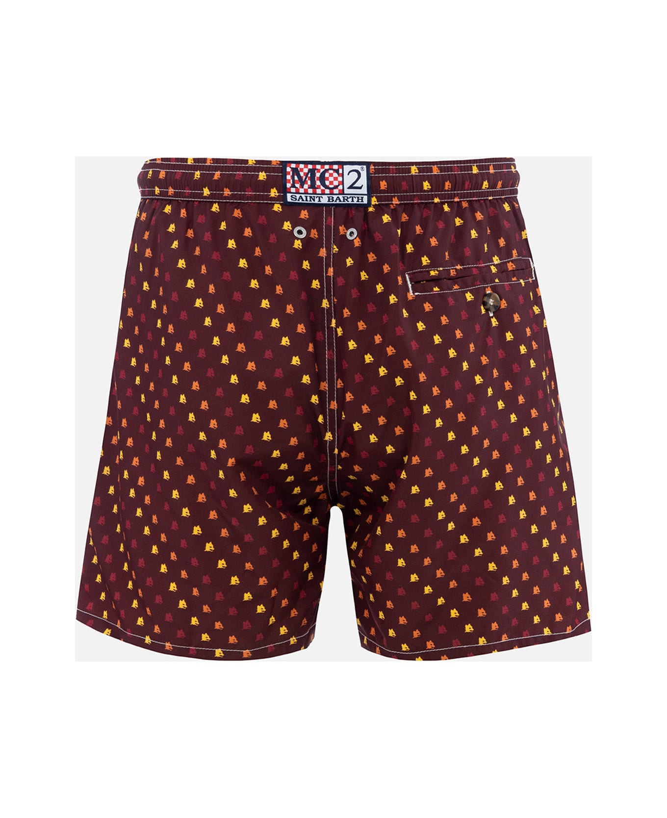 MC2 Saint Barth Man Lightweight Fabric Swim-shorts Lighting Micro Fantasy With Roma Print | As Roma Special Edition - RED