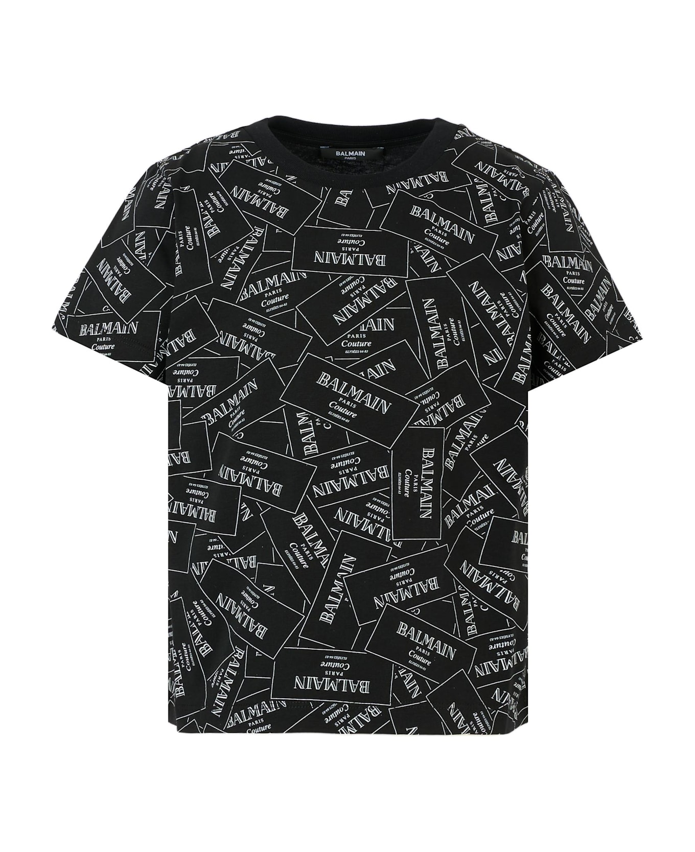 Balmain Black T-shirt For Kids With Logo - Black