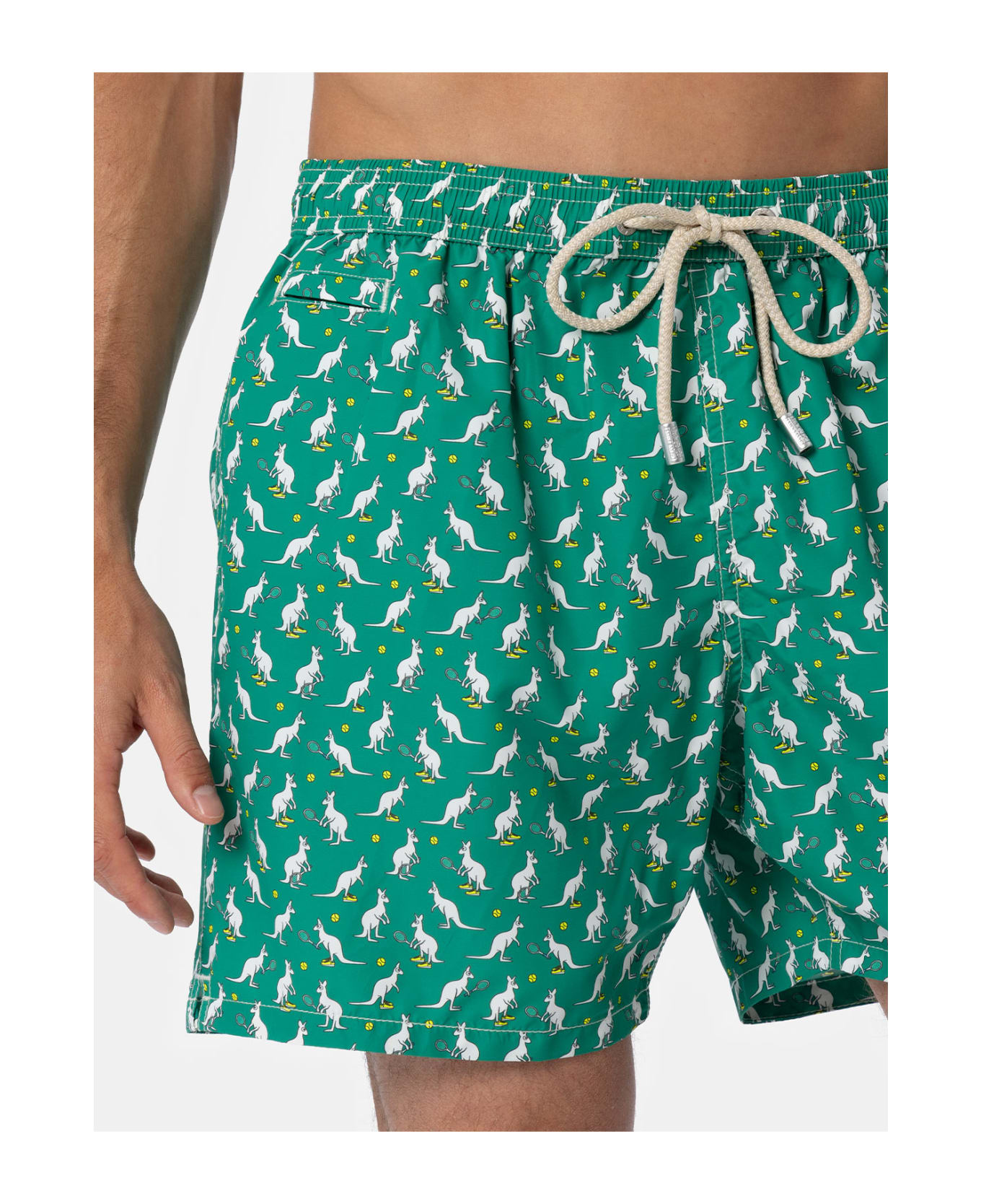 MC2 Saint Barth Man Lightweight Fabric Swim-shorts Lighting Micro Fantasy With Australian Brand Logo Print | Australian Brand Special Edition - GREEN