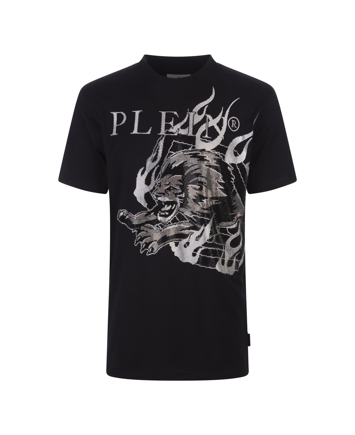 Philipp Plein Black T-shirt With Crystal Lion Circus - Black