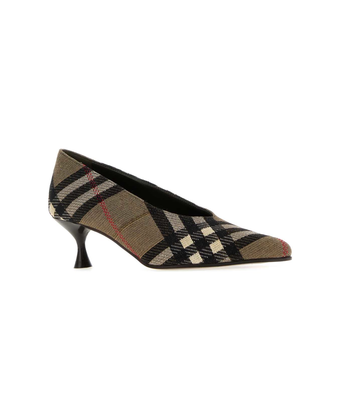 Burberry Embroidered Canvas Cameo Pumps - BRUSHIPCHECK