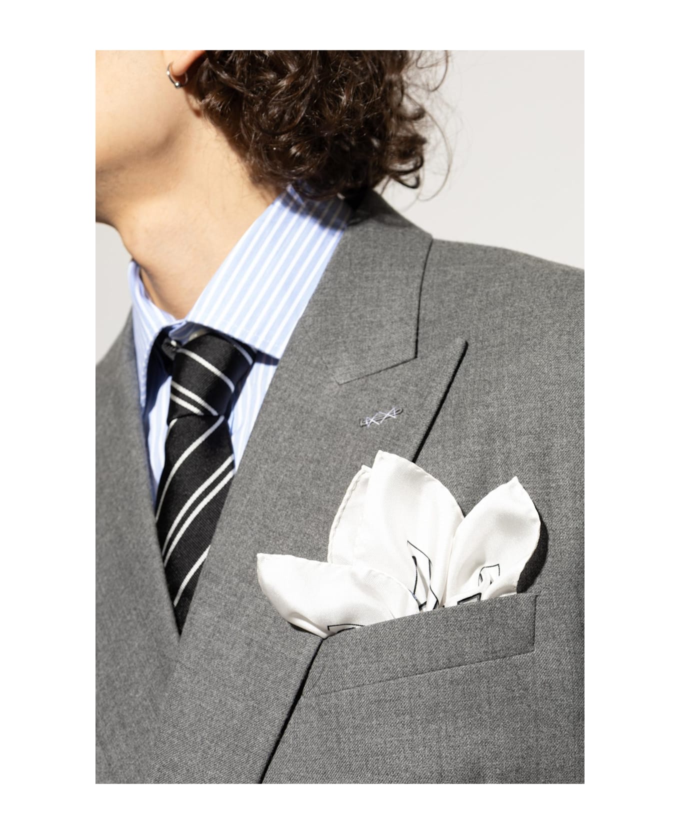Dolce 
Gabbana Silk Pocket Square - BIANCO/NERO