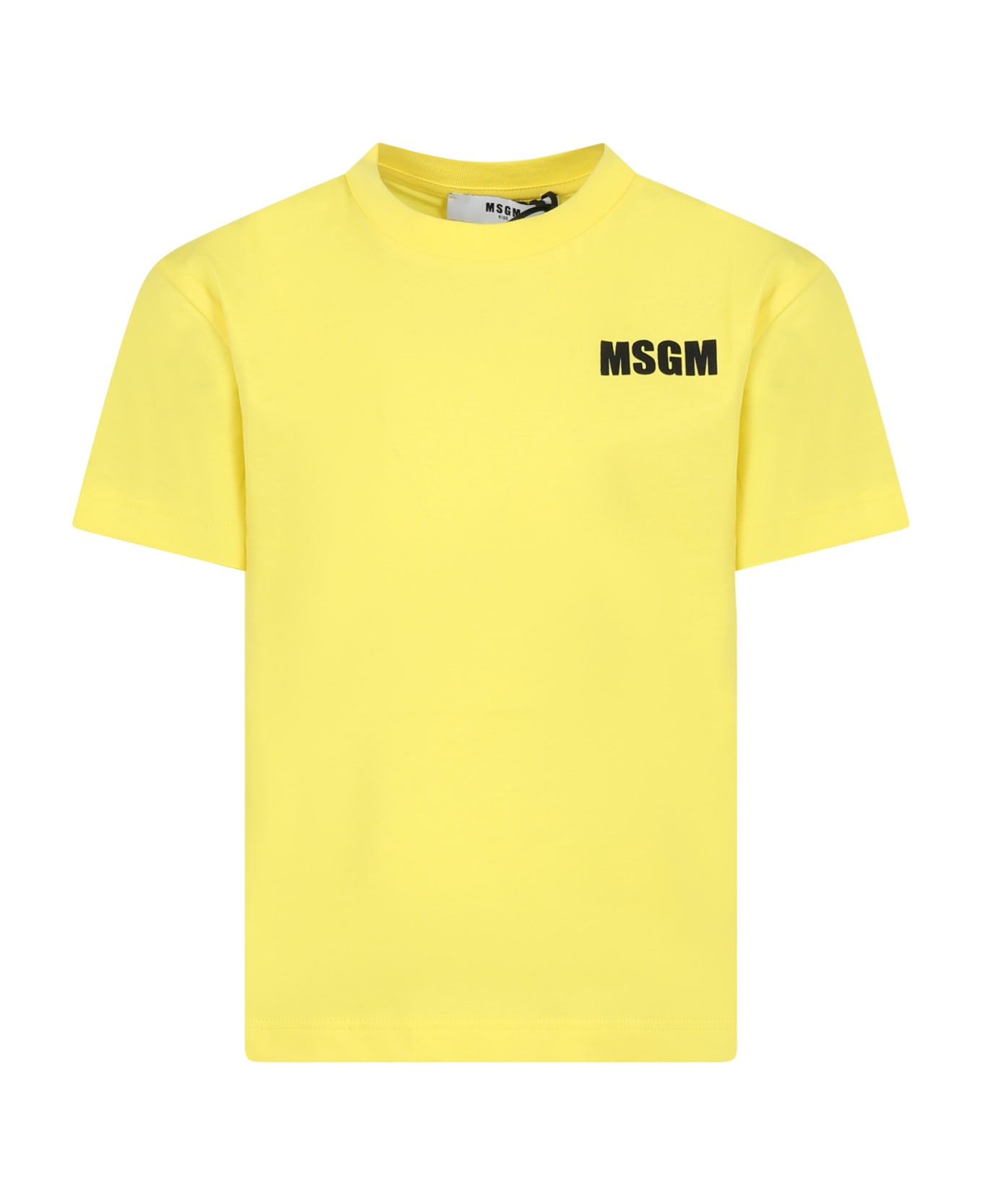 MSGM Yellow T-shirt For Kids With Logo - Yellow Tシャツ＆ポロシャツ