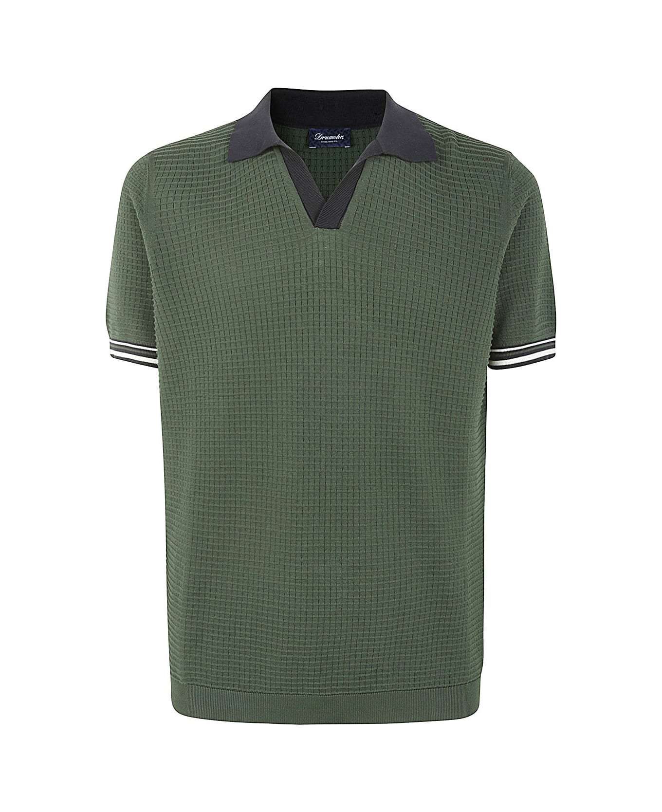 Drumohr 3/4 Sleeves Sweater - Green Blue ポロシャツ