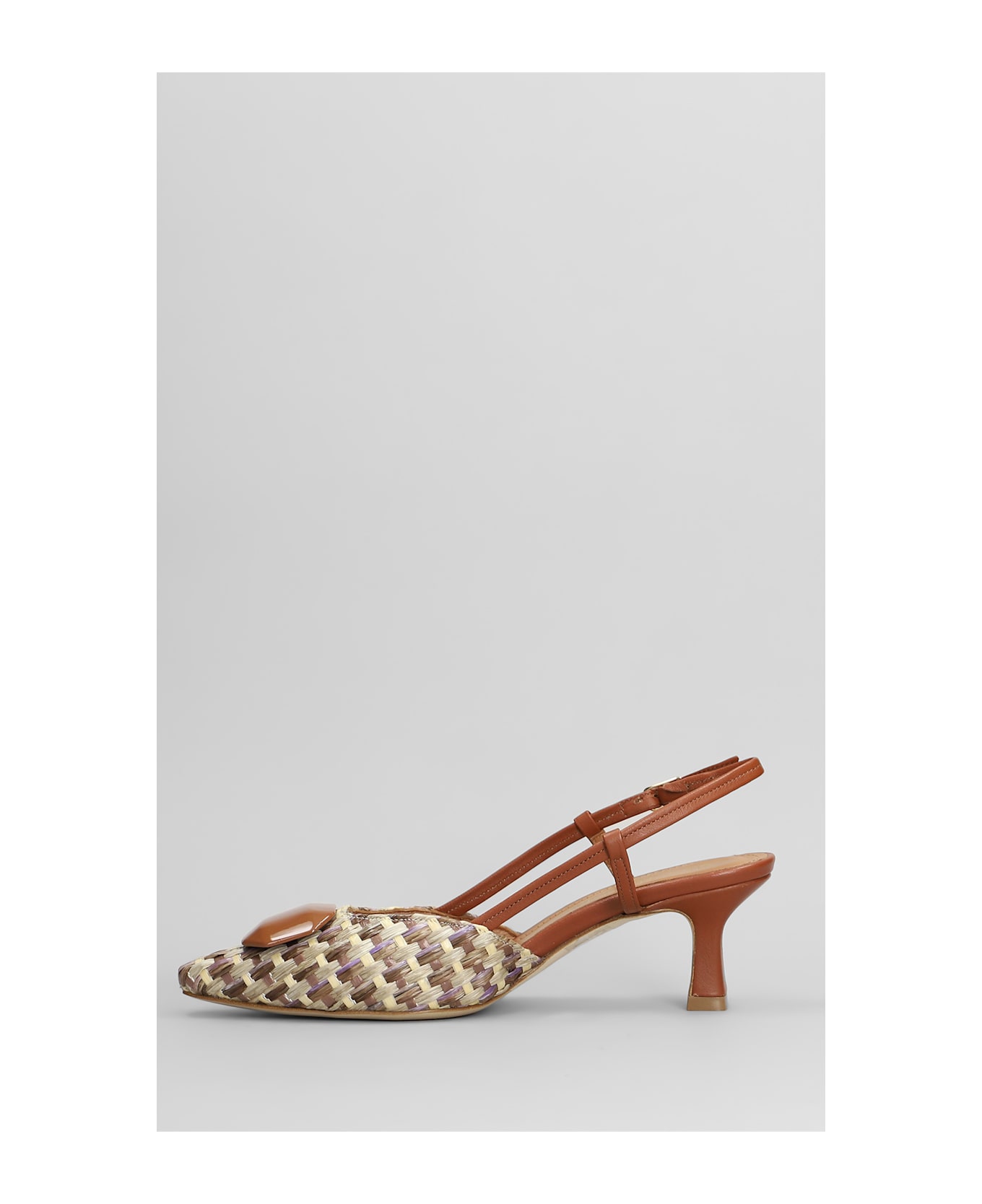 Julie Dee Pumps In Leather Color Raffia - leather color