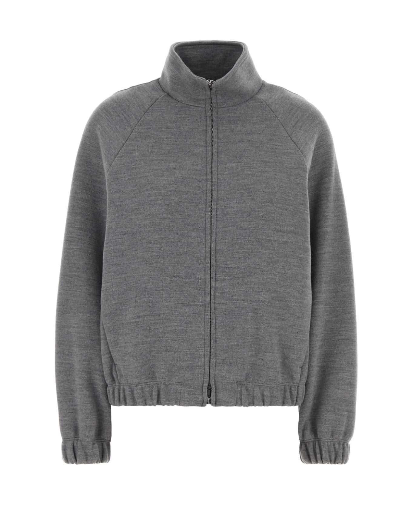 Max Mara Melange Grey Wool Blend Frine Oversize Sweatshirt - GRIGIO CHIARO