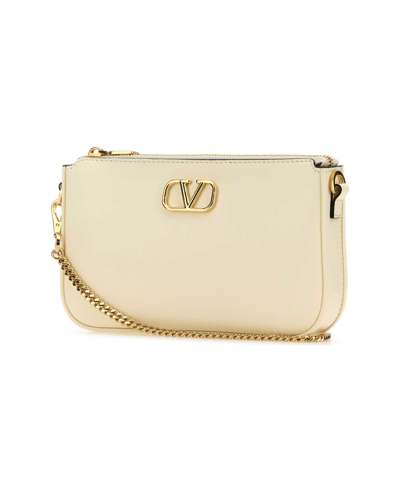 Valentino Garavani Ivory Leather Vlogo Crossbody Bag - IVORY