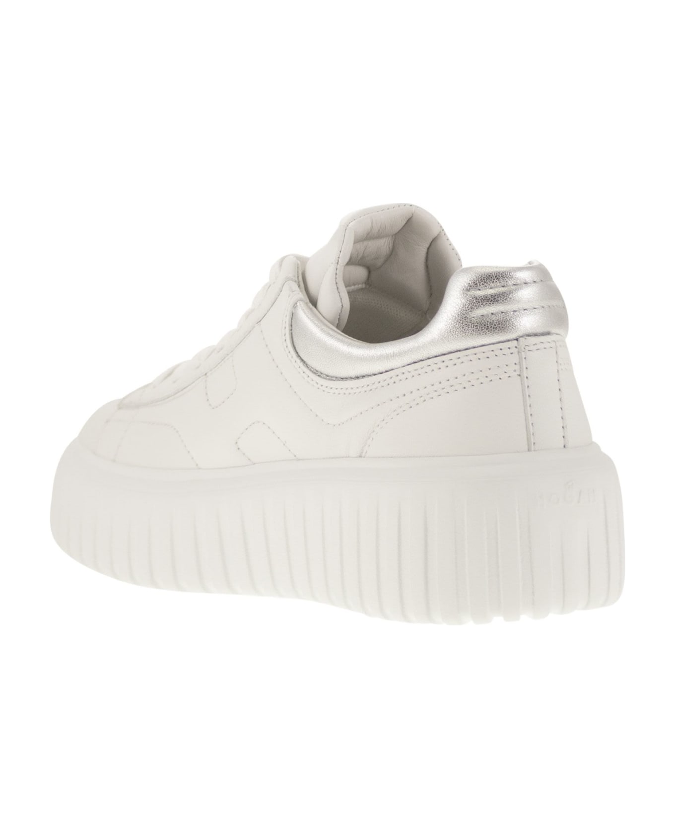 Hogan H-stripes Leather Trainers - White/silver