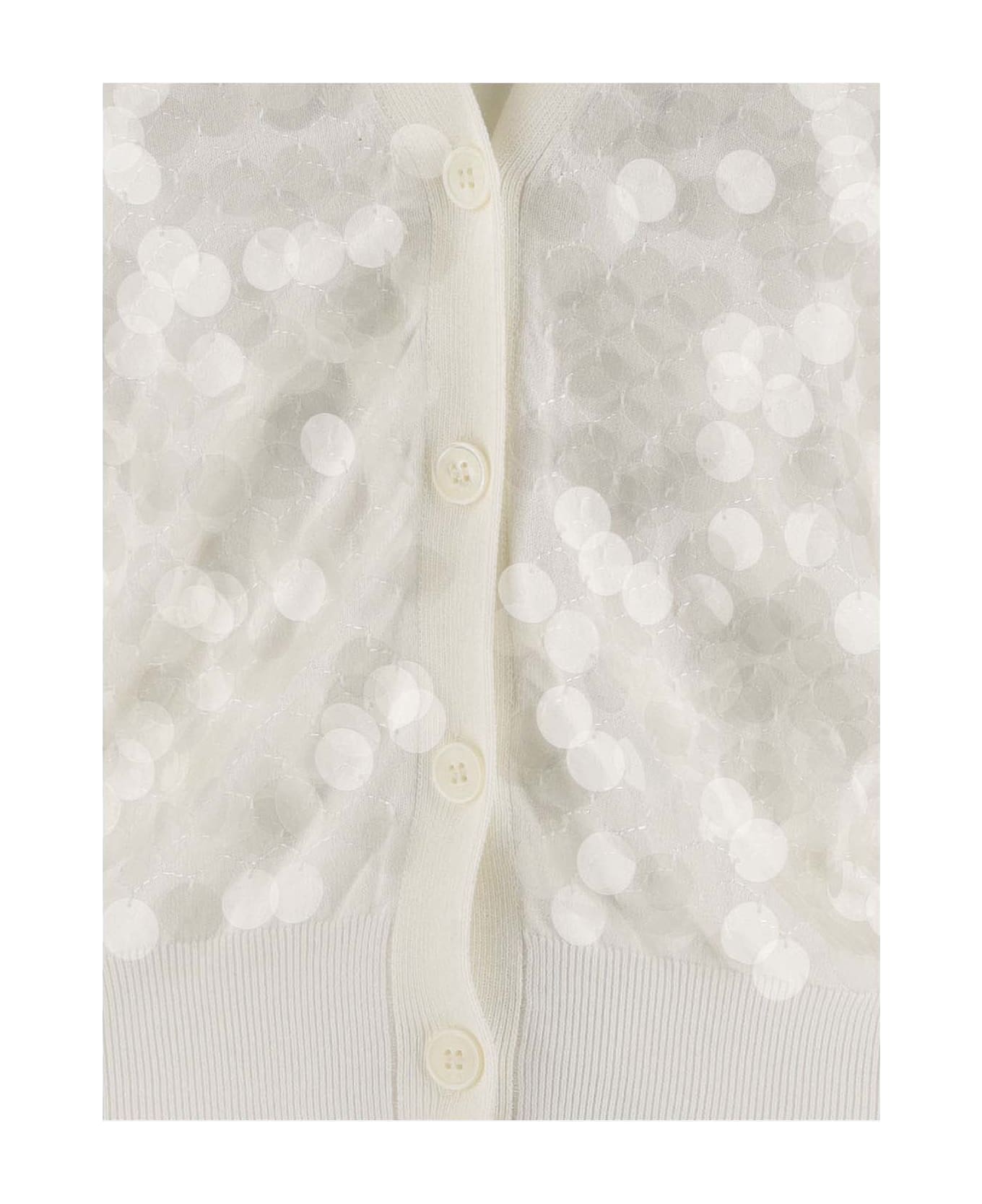 N.21 Sequined Cotton Cardigan - White