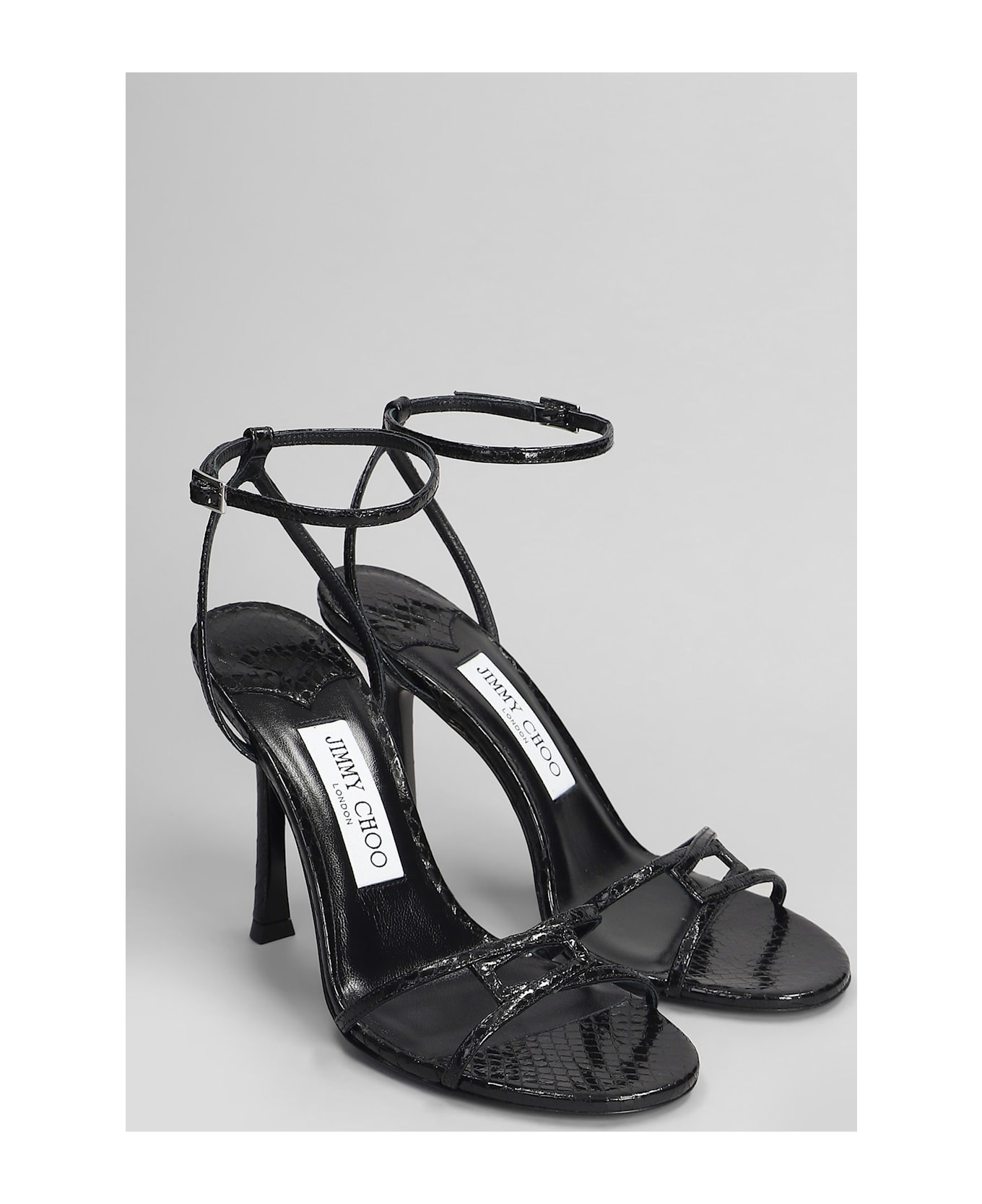 Jimmy Choo 1998 Leo Sandals In Black Leather - black
