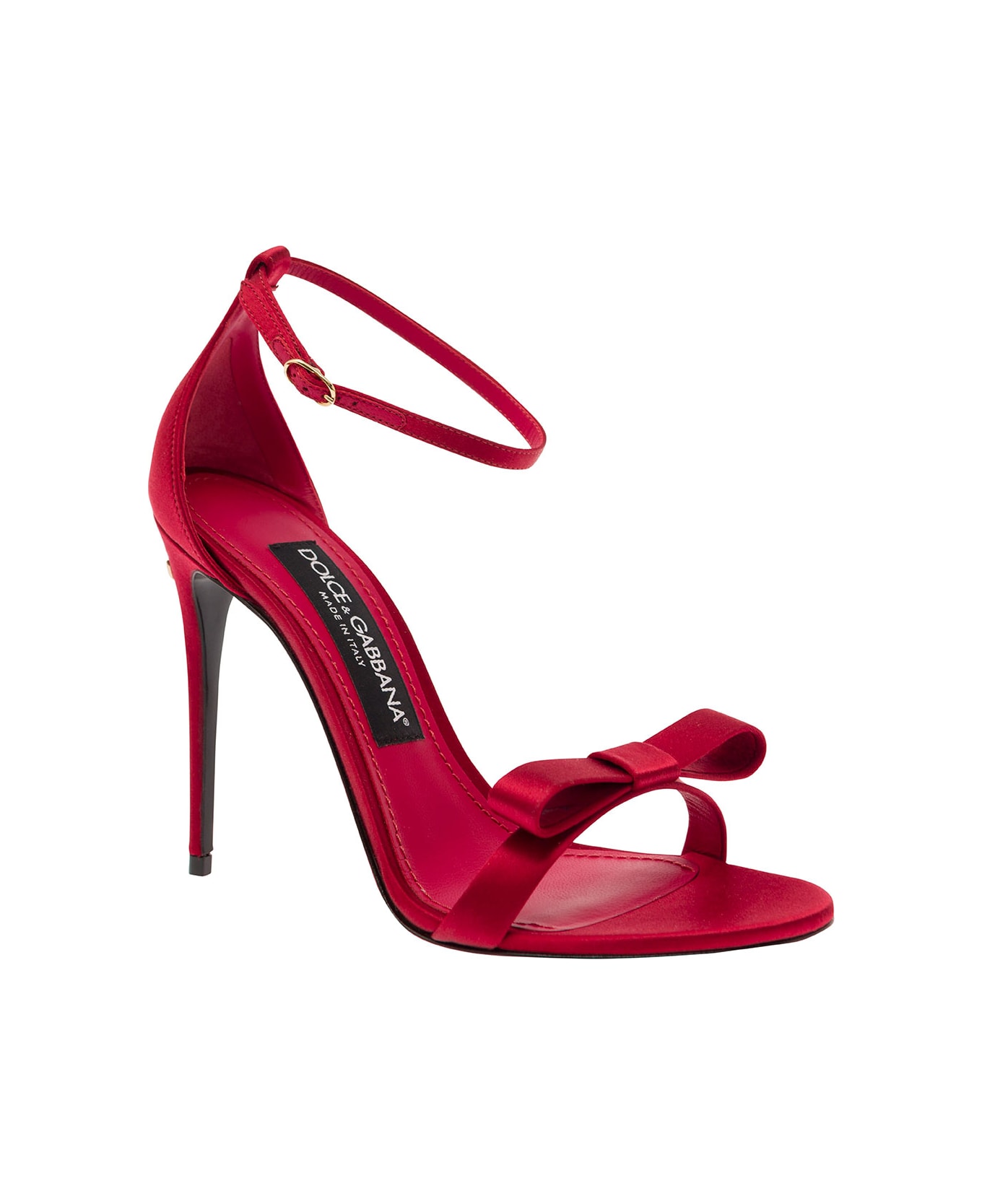 Dolce & Gabbana Red Sandals With Bow And Logo Detail In Satin Woman - Red