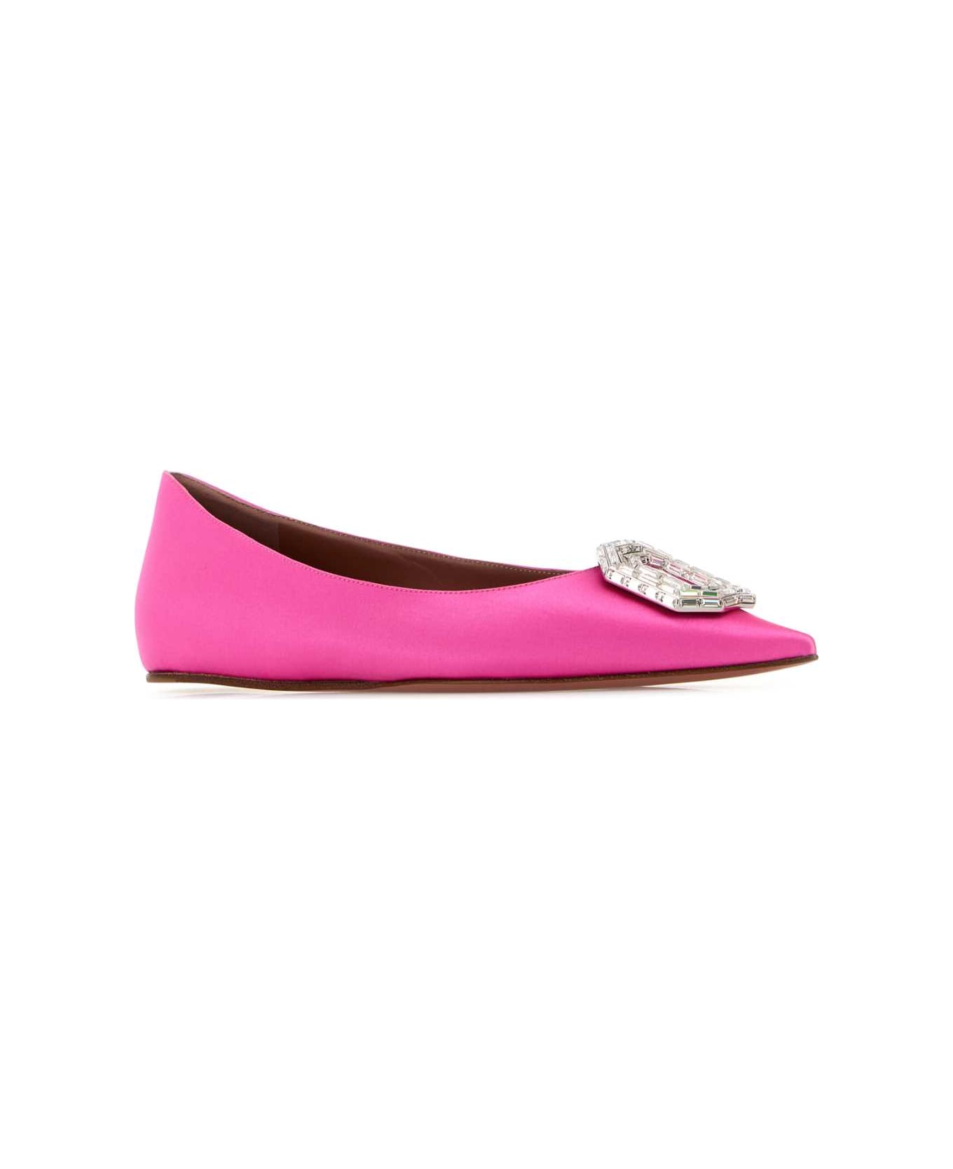 Amina Muaddi Fuchsia Satin Camelia Ballerinas - SATPIWH