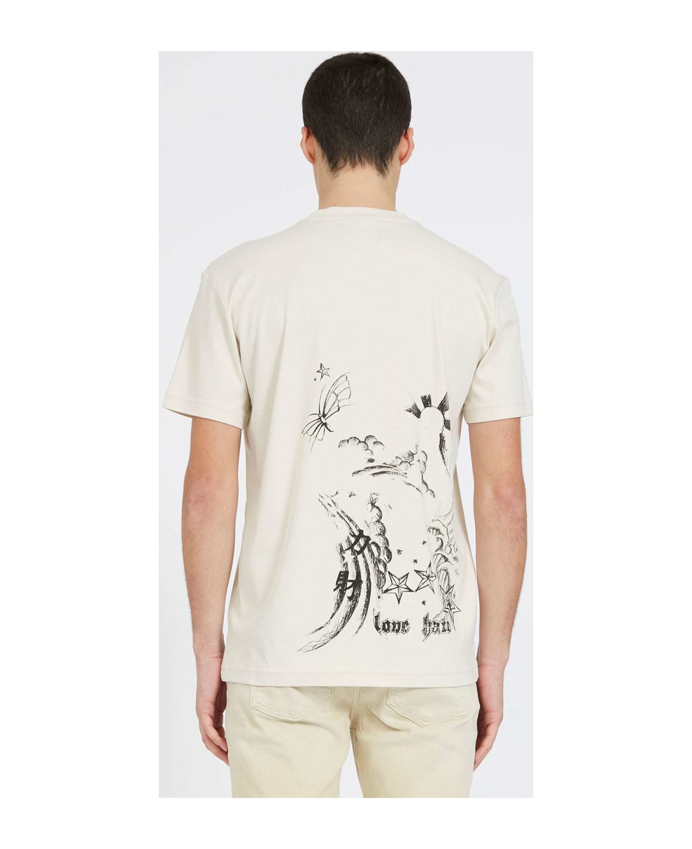 John Richmond T-shirt With Logo And Print - Avorio シャツ