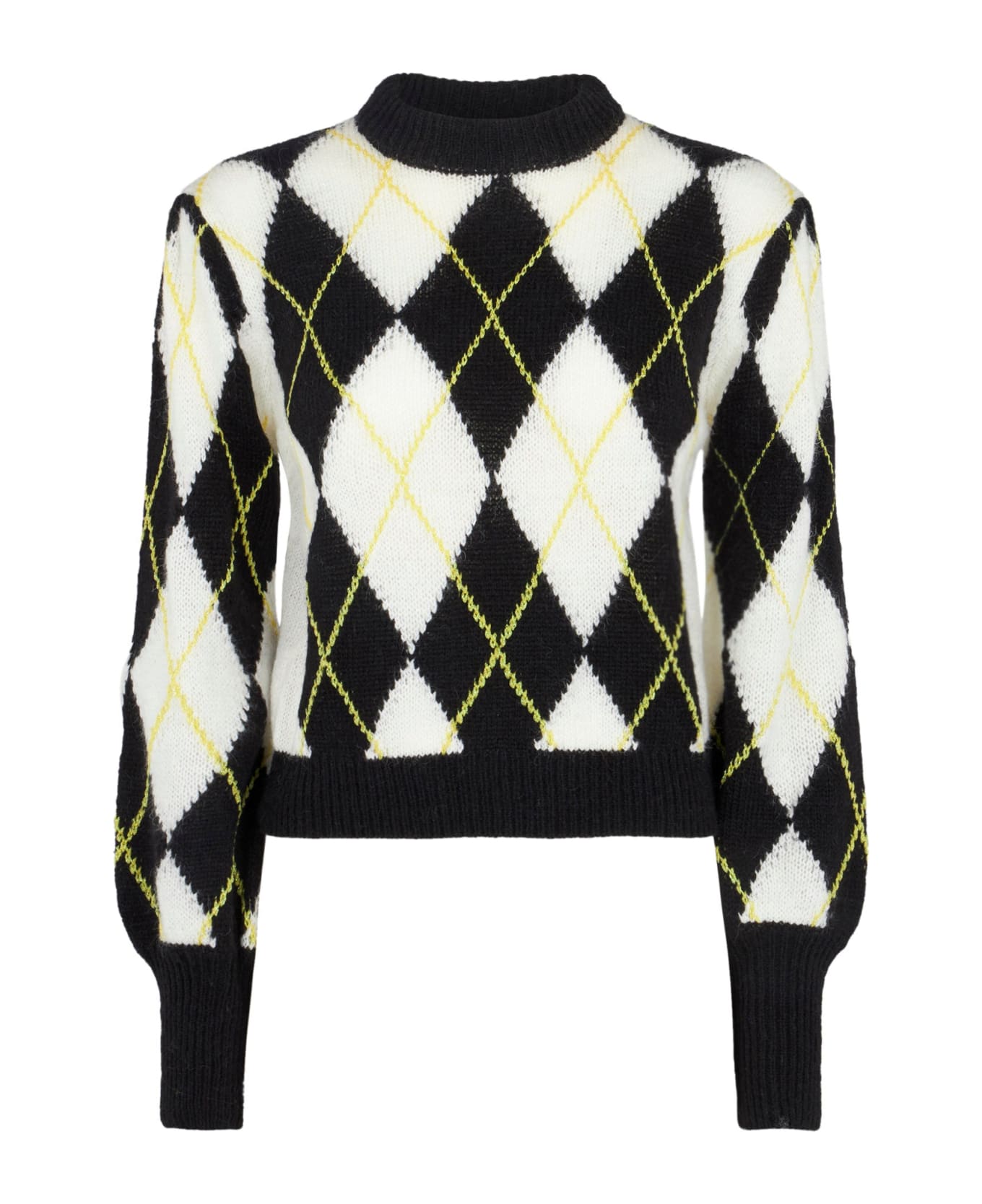 MC2 Saint Barth Woman Brushed Sweater With Argyle Pattern - BLACK