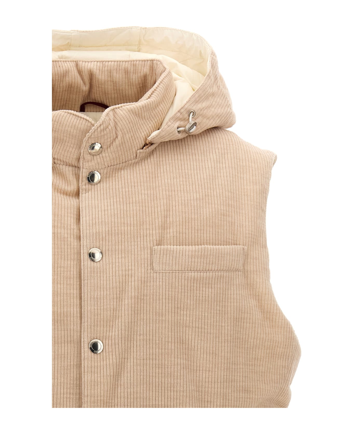 Brunello Cucinelli Ribbed Velvet Vest - Beige