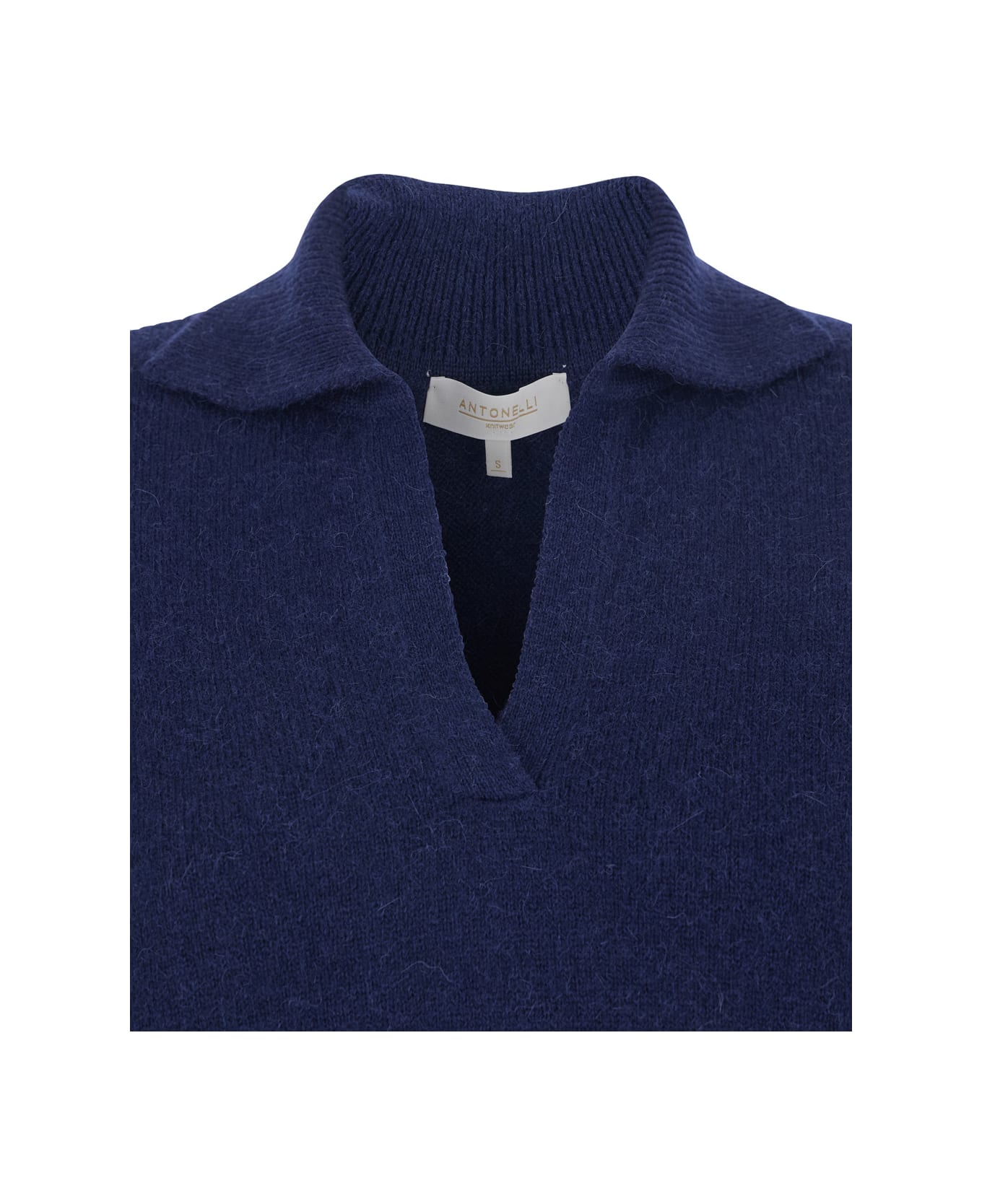Antonelli 
vinivio
 Blue Sweater With V Neck And Ribbed Trims In Wool Woman - Blu