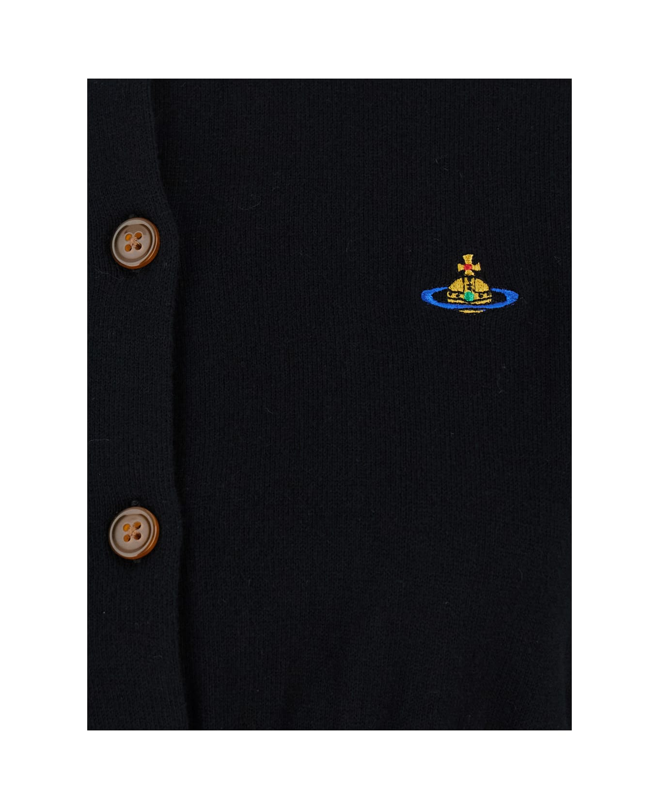 Vivienne Westwood 
bea
 Black Cropped Cardigan With Orb Embroidery In Cotton And Cashmere Woman - Black