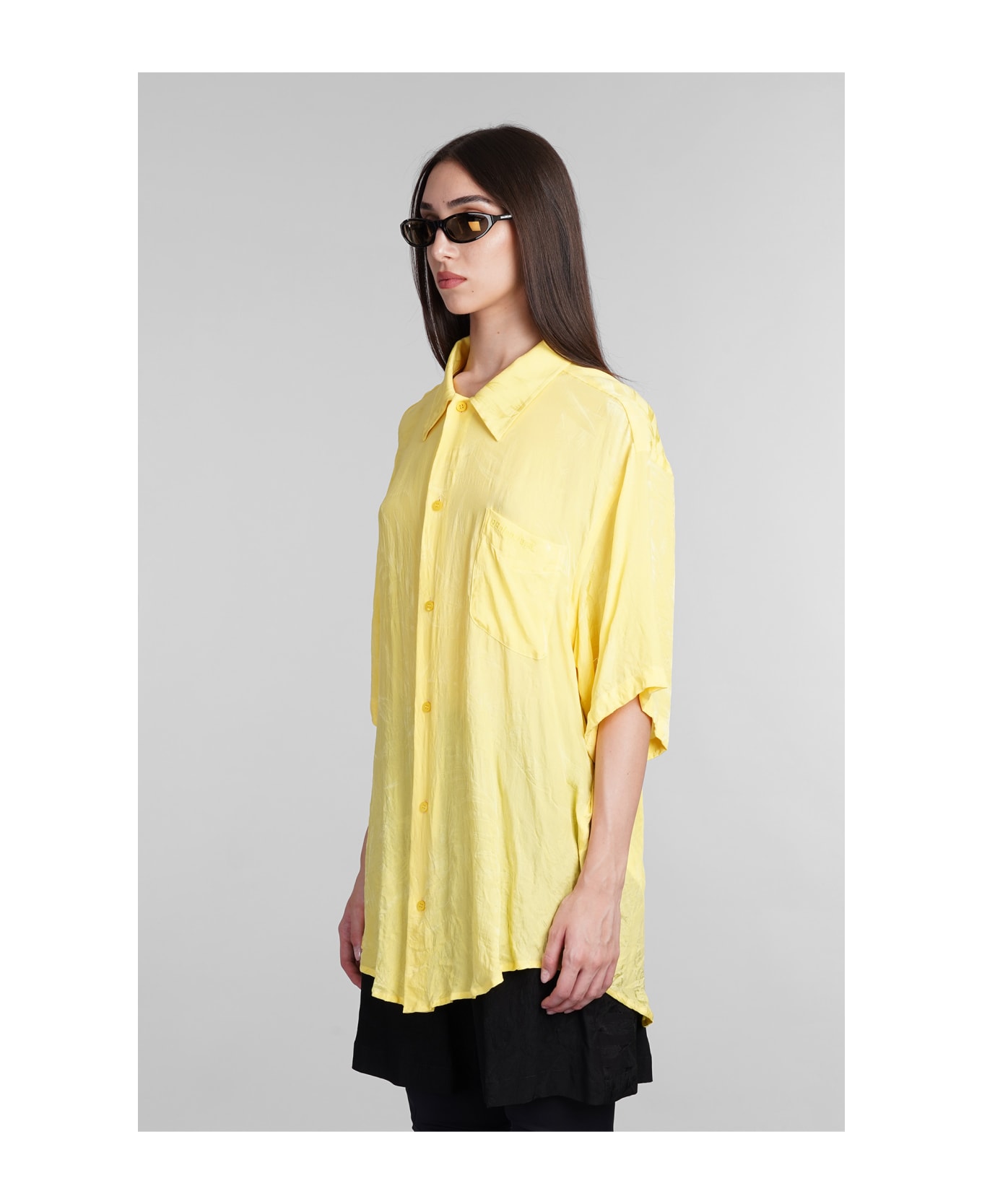 Balenciaga Shirt In Yellow Silk - yellow