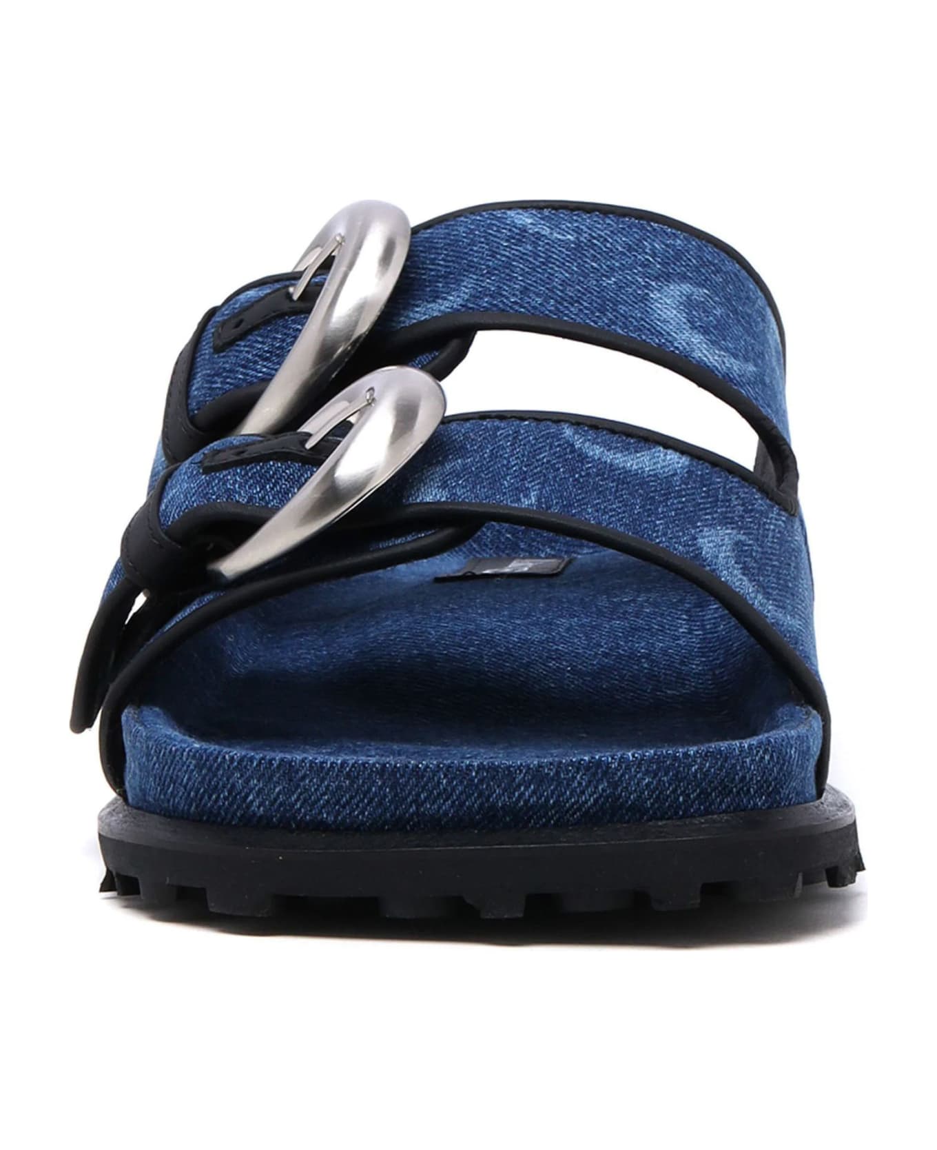Marine Serre Blue Cotton Denim Sandals - Blue