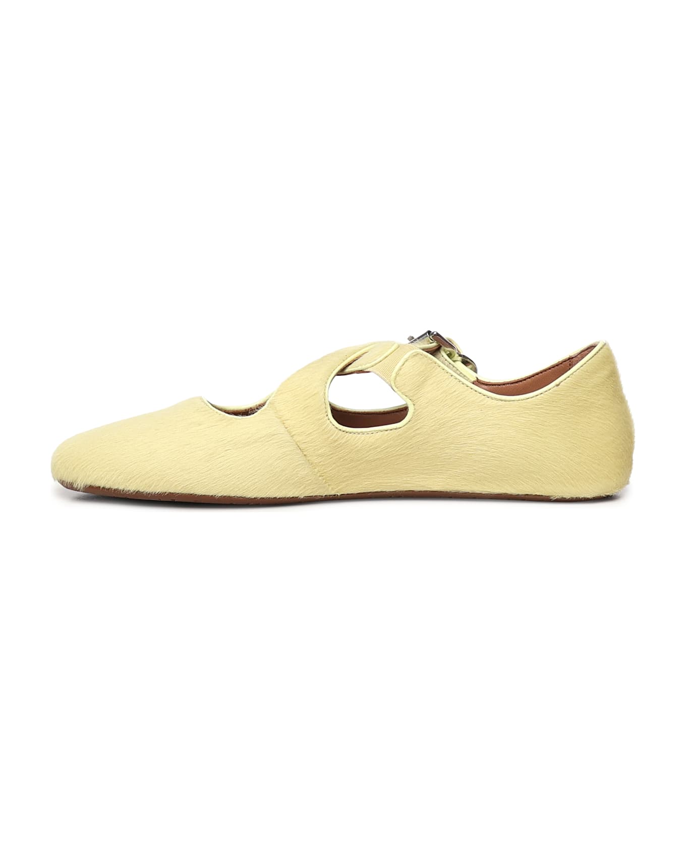 Alaia Flat Pony Hair Ballerinas - LIMONADE