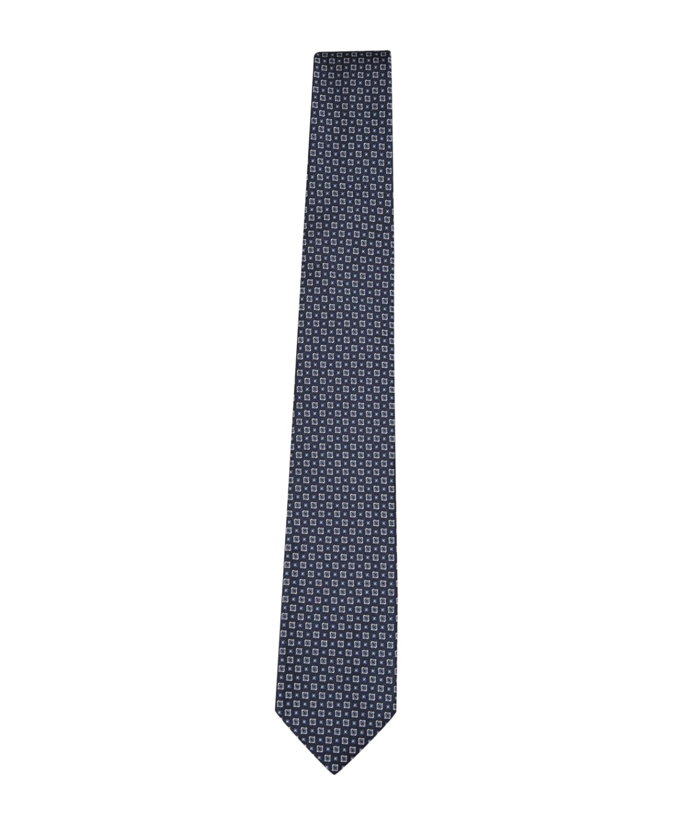 Brioni Patterned Dark Blue Tie - Black ネクタイ