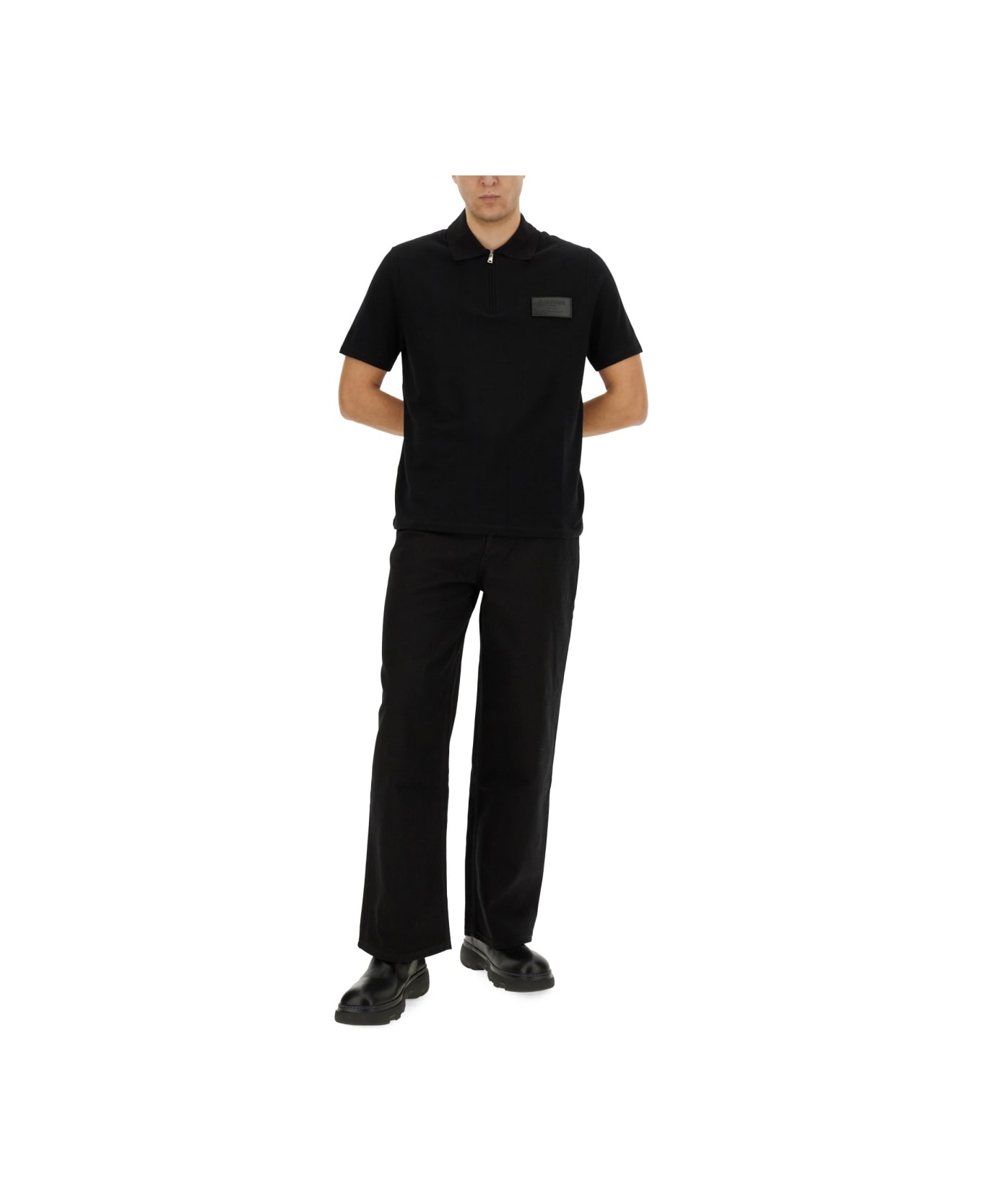 Balmain Polo With Logo - BLACK