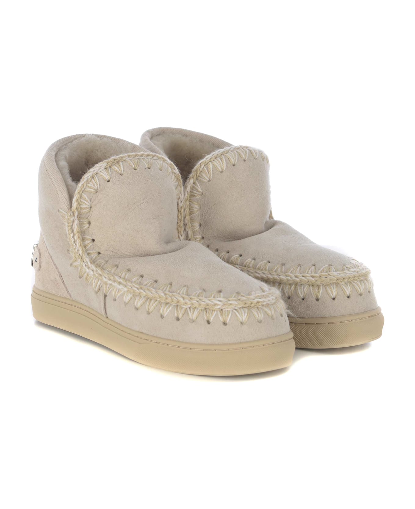 Mou Boots Mou "sneakers Metal Logo" Made In Suede - Beige