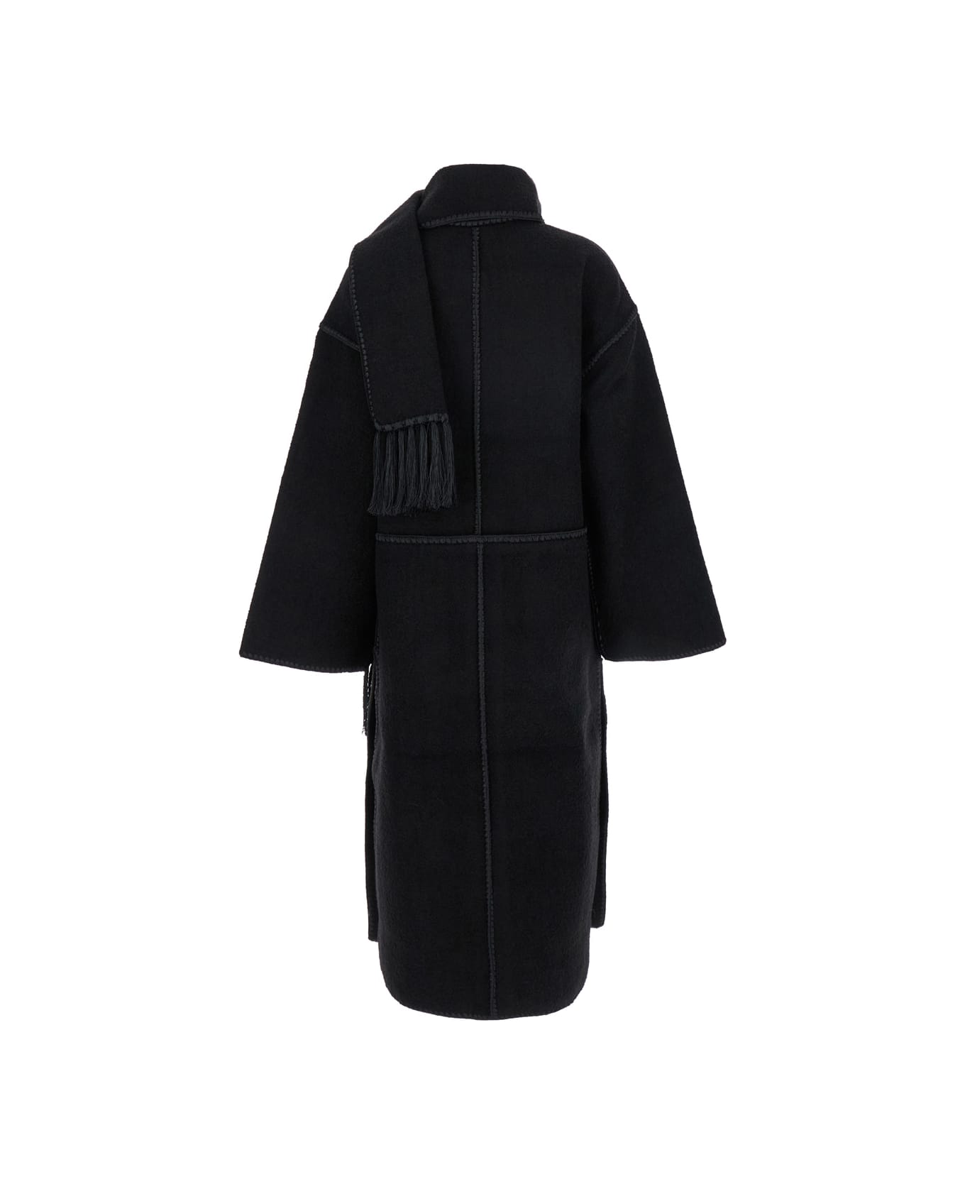 Totême Embroidered Scarf Coat - Black